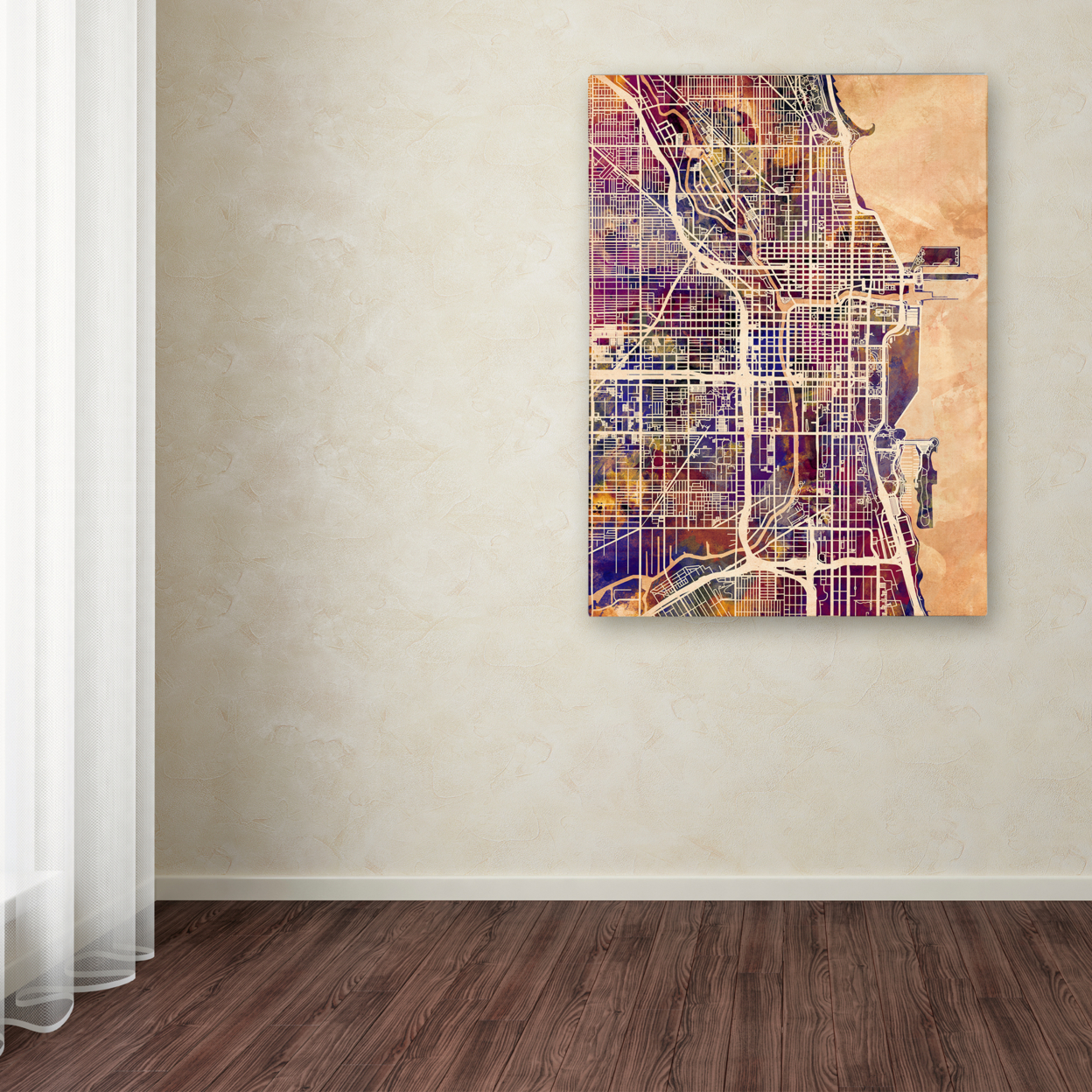 Michael Tompsett 'Chicago City Street Map' Canvas Wall Art 35 X 47 Inches