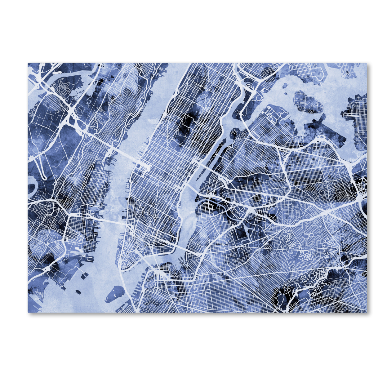 Michael Tompsett 'New York City Street Map B&W' Canvas Wall Art 35 X 47 Inches
