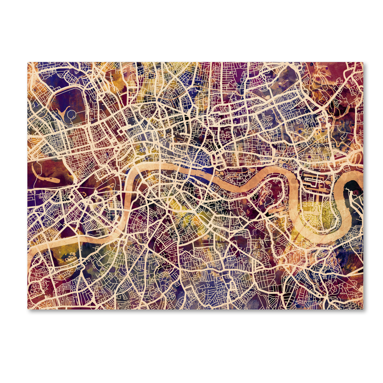 Michael Tompsett 'London England Street Map' Canvas Wall Art 35 X 47 Inches