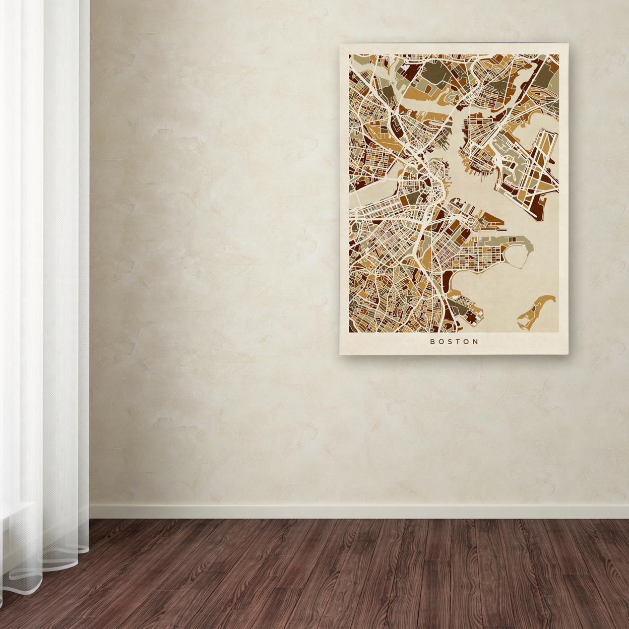 Michael Tompsett 'Boston MA Street Map Brown' Canvas Wall Art 35 X 47 Inches