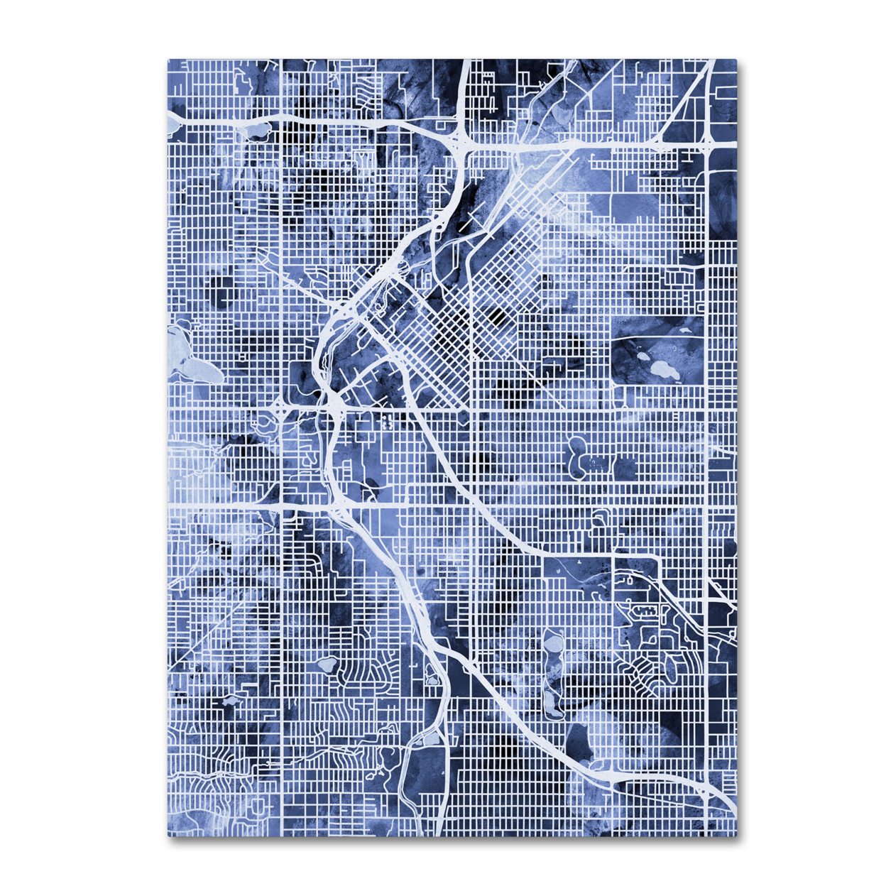 Michael Tompsett 'Denver Colorado Street Map B&W' Canvas Wall Art 35 X 47 Inches