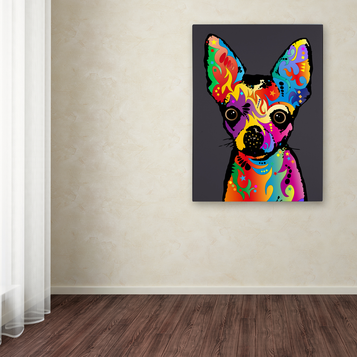 Michael Tompsett 'Chihuahua Dog Grey' Canvas Wall Art 35 X 47 Inches