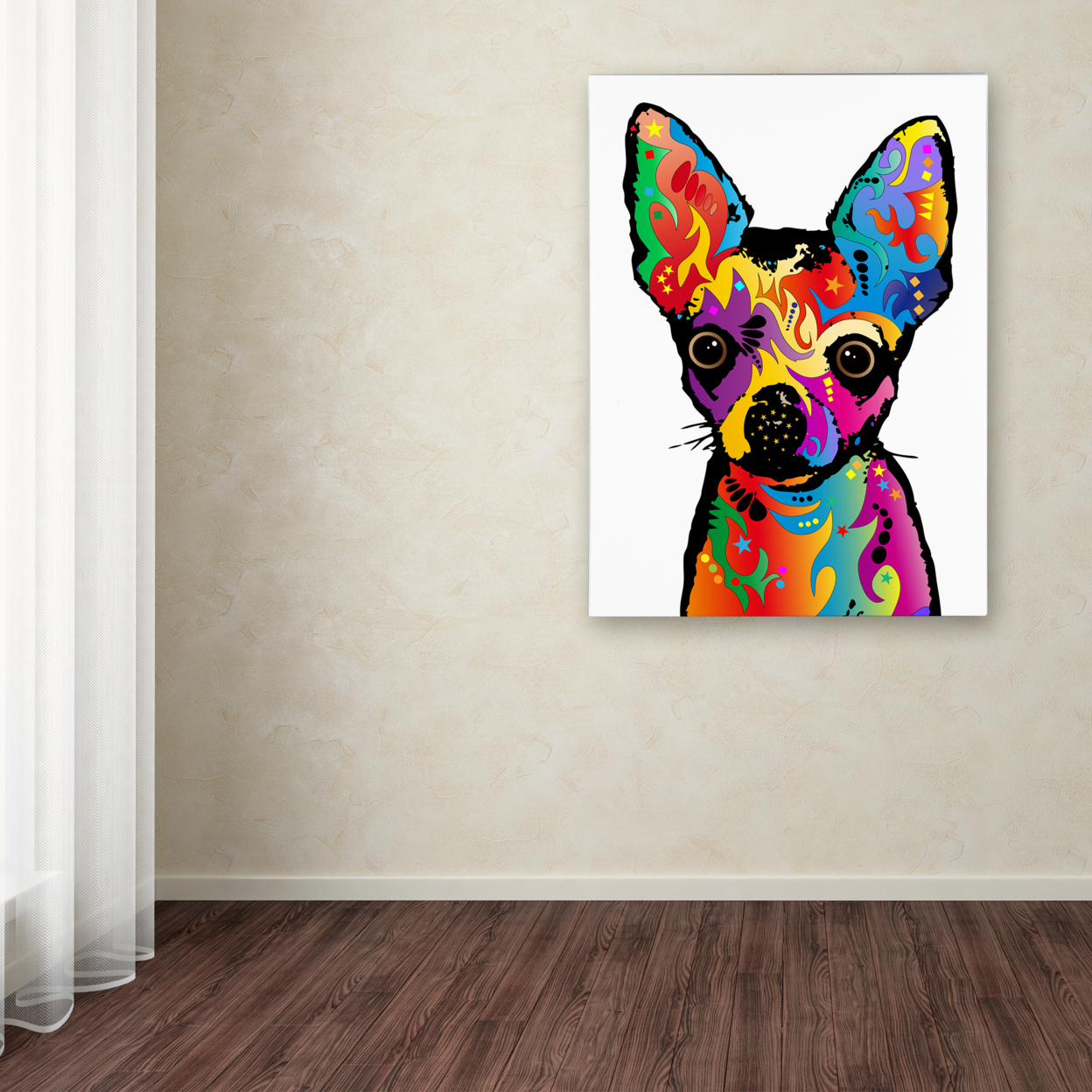 Michael Tompsett 'Chihuahua Dog White' Canvas Wall Art 35 X 47 Inches