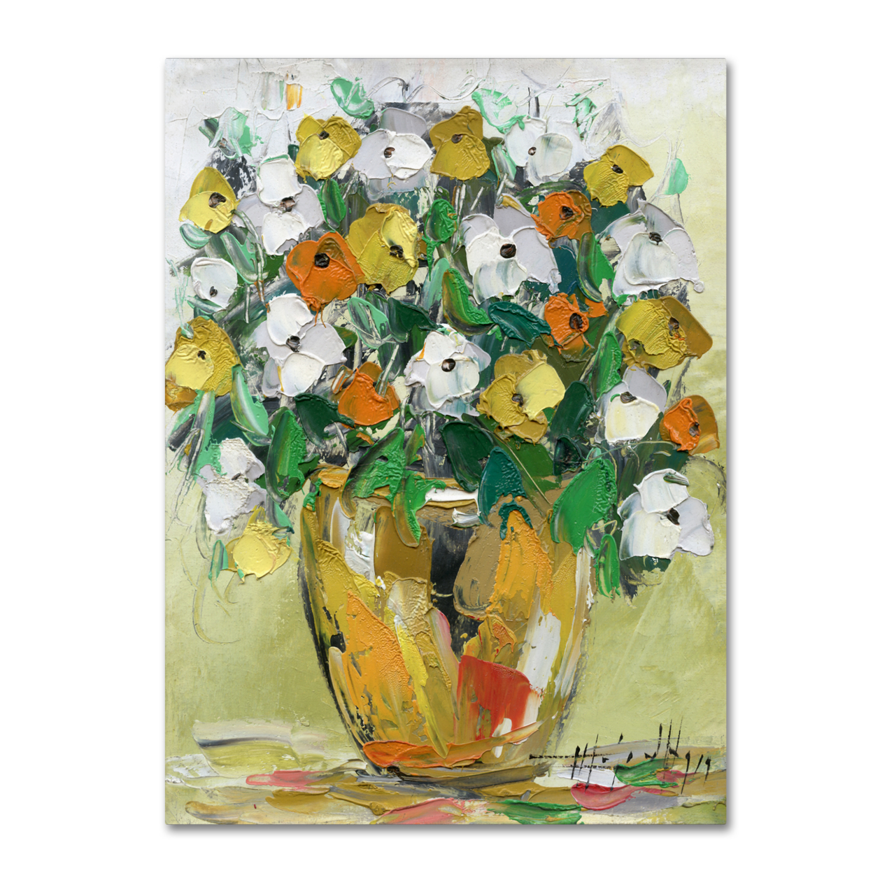 Hai Odelia 'Spring Flowers In A Vase 4' Canvas Wall Art 35 X 47 Inches