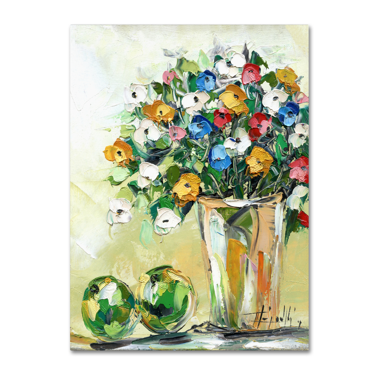 Hai Odelia 'Spring Flowers In A Vase 5' Canvas Wall Art 35 X 47 Inches