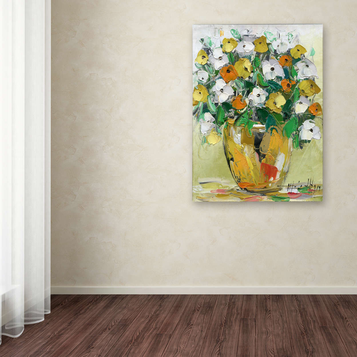Hai Odelia 'Spring Flowers In A Vase 4' Canvas Wall Art 35 X 47 Inches