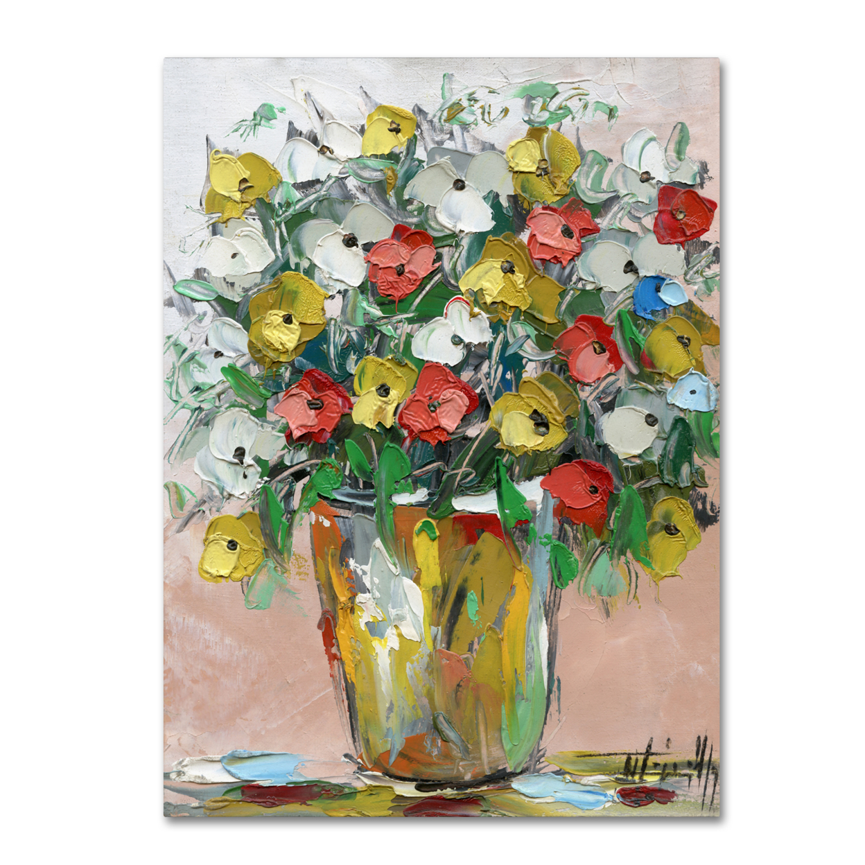 Hai Odelia 'Spring Flowers In A Vase 6' Canvas Wall Art 35 X 47 Inches