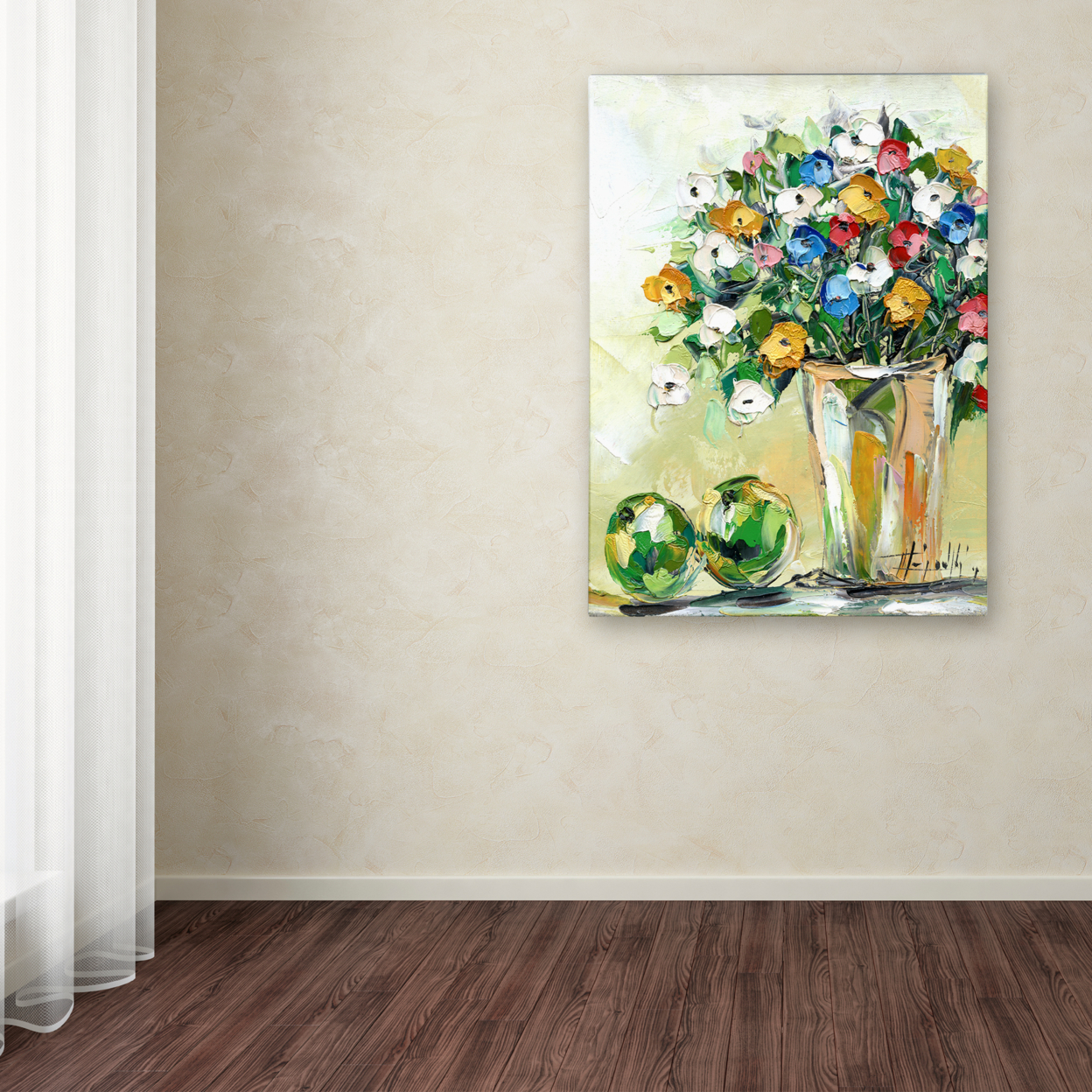 Hai Odelia 'Spring Flowers In A Vase 5' Canvas Wall Art 35 X 47 Inches