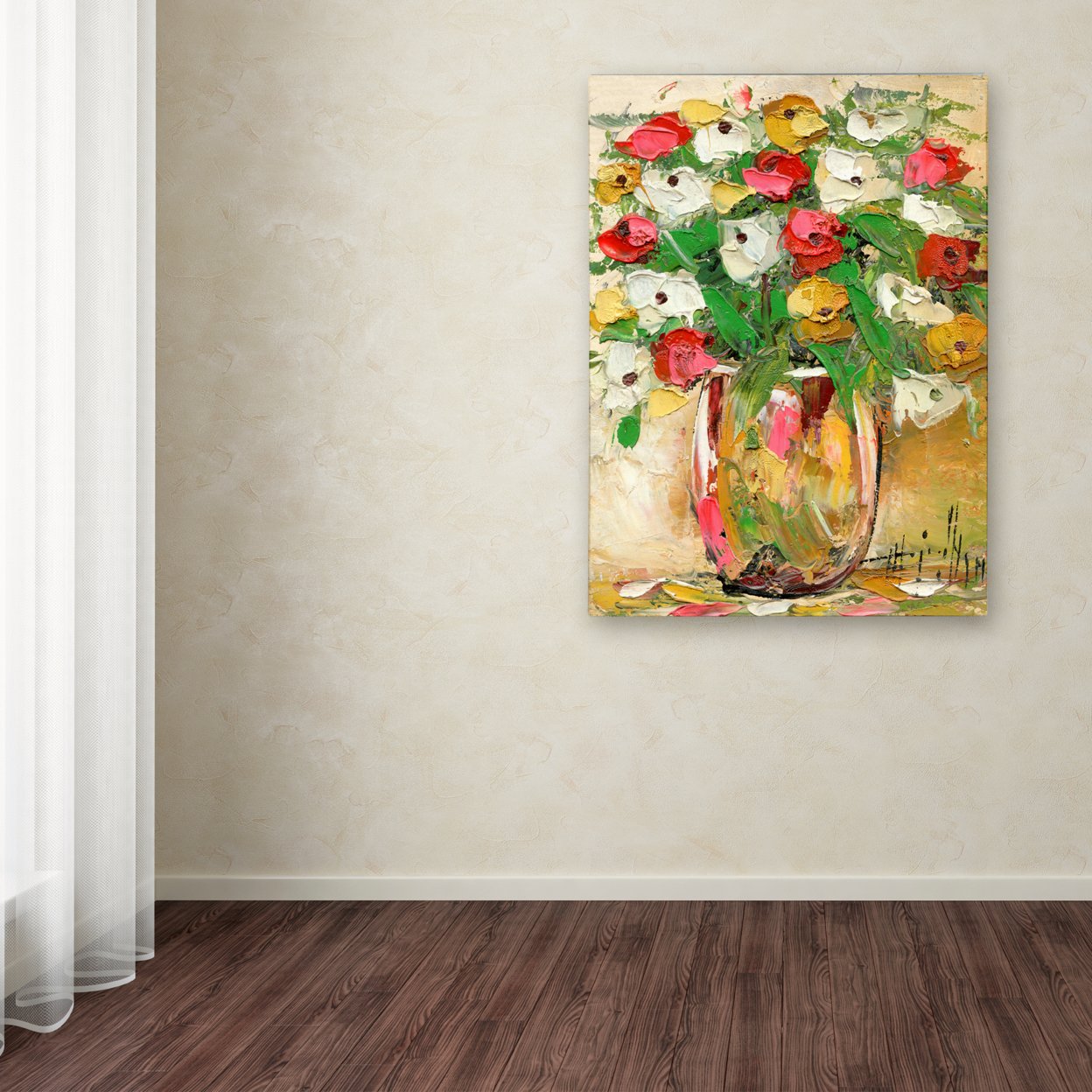 Hai Odelia 'Spring Flowers In A Vase 7' Canvas Wall Art 35 X 47 Inches