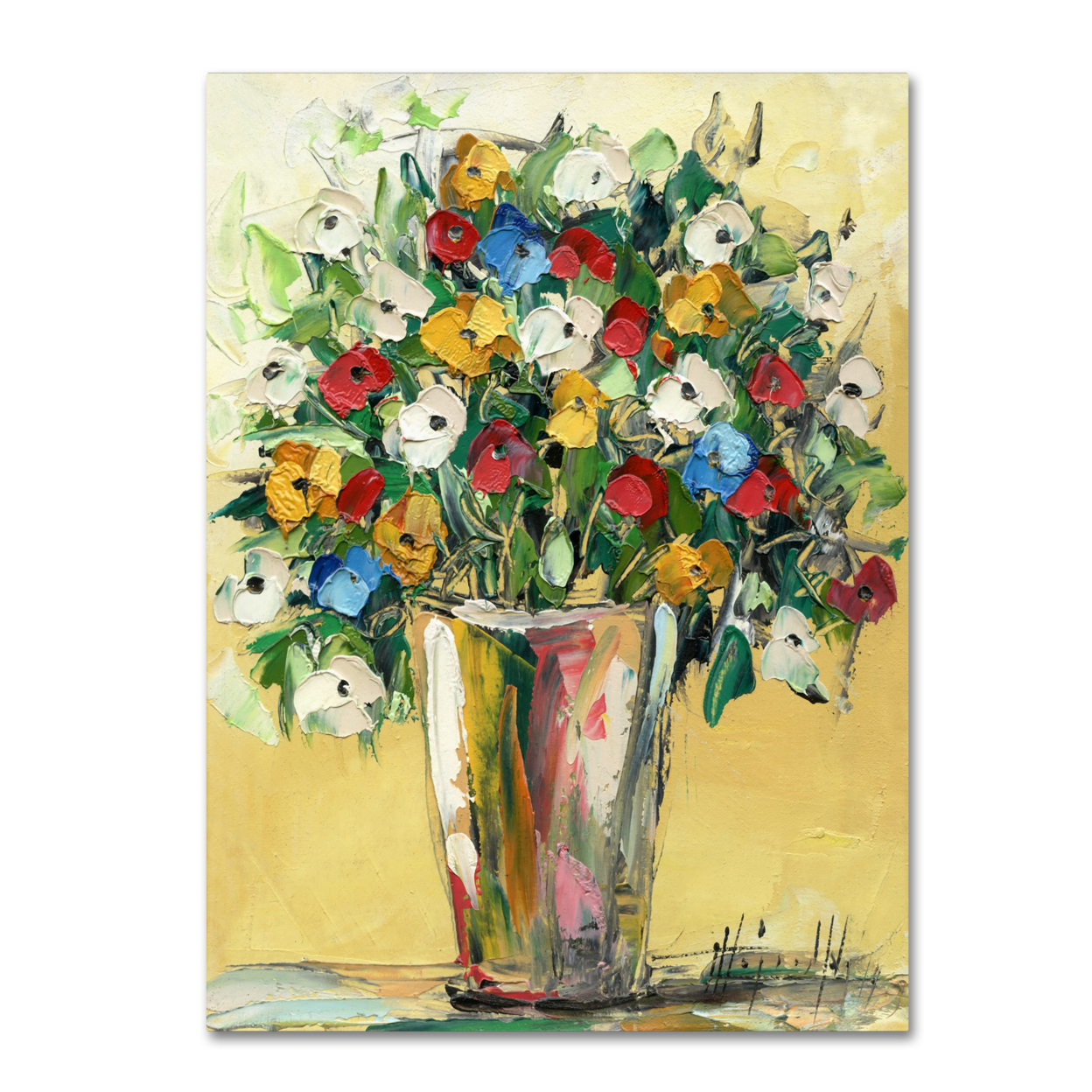 Hai Odelia 'Spring Flowers In A Vase 9' Canvas Wall Art 35 X 47 Inches