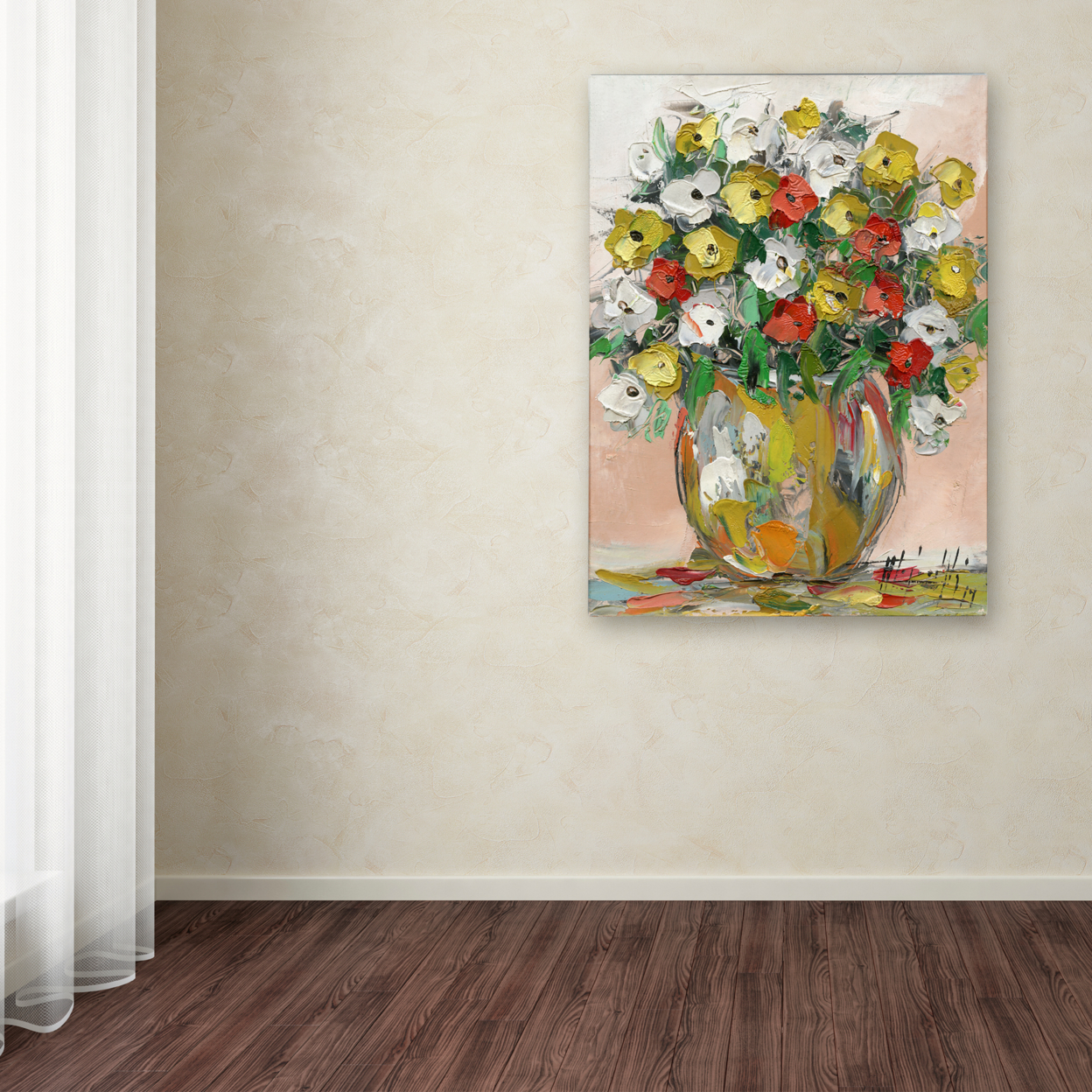 Hai Odelia 'Spring Flowers In A Vase 8' Canvas Wall Art 35 X 47 Inches