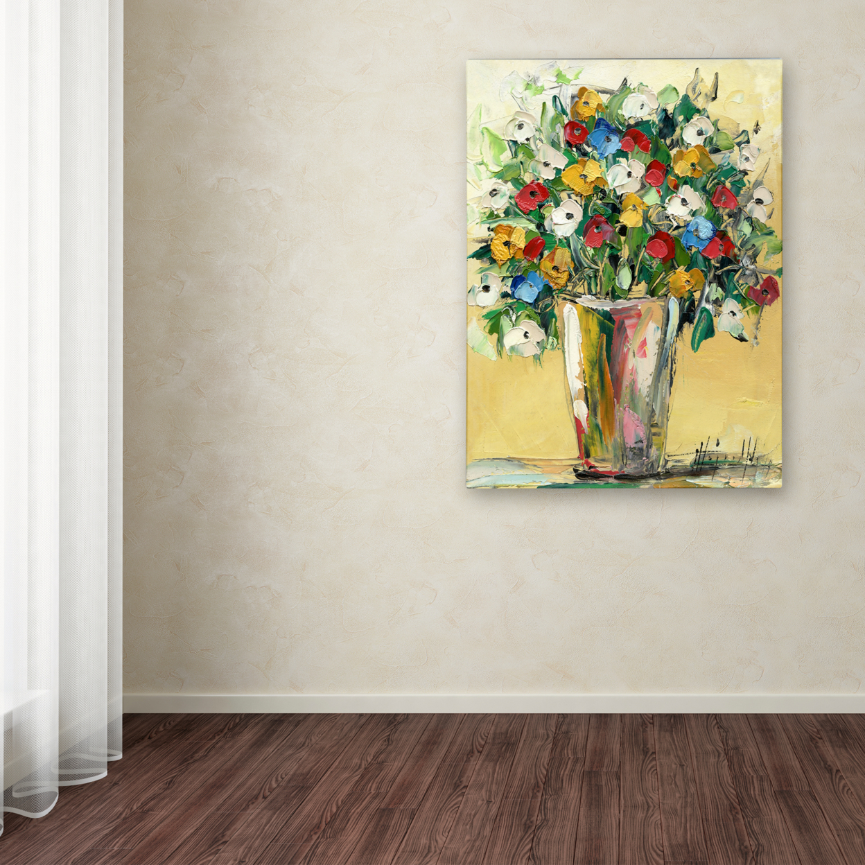 Hai Odelia 'Spring Flowers In A Vase 9' Canvas Wall Art 35 X 47 Inches