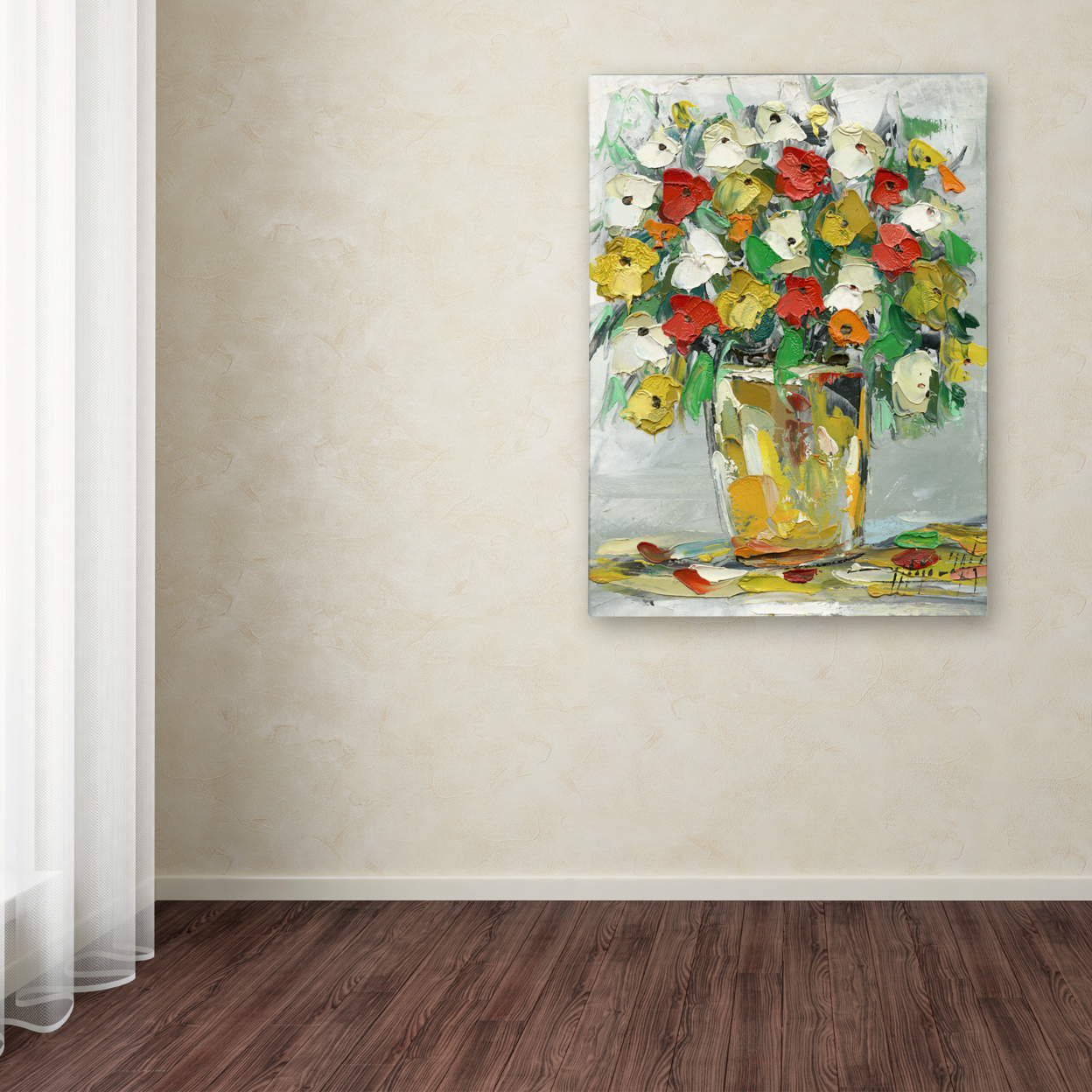 Hai Odelia 'Spring Flowers In A Vase 11' Canvas Wall Art 35 X 47 Inches