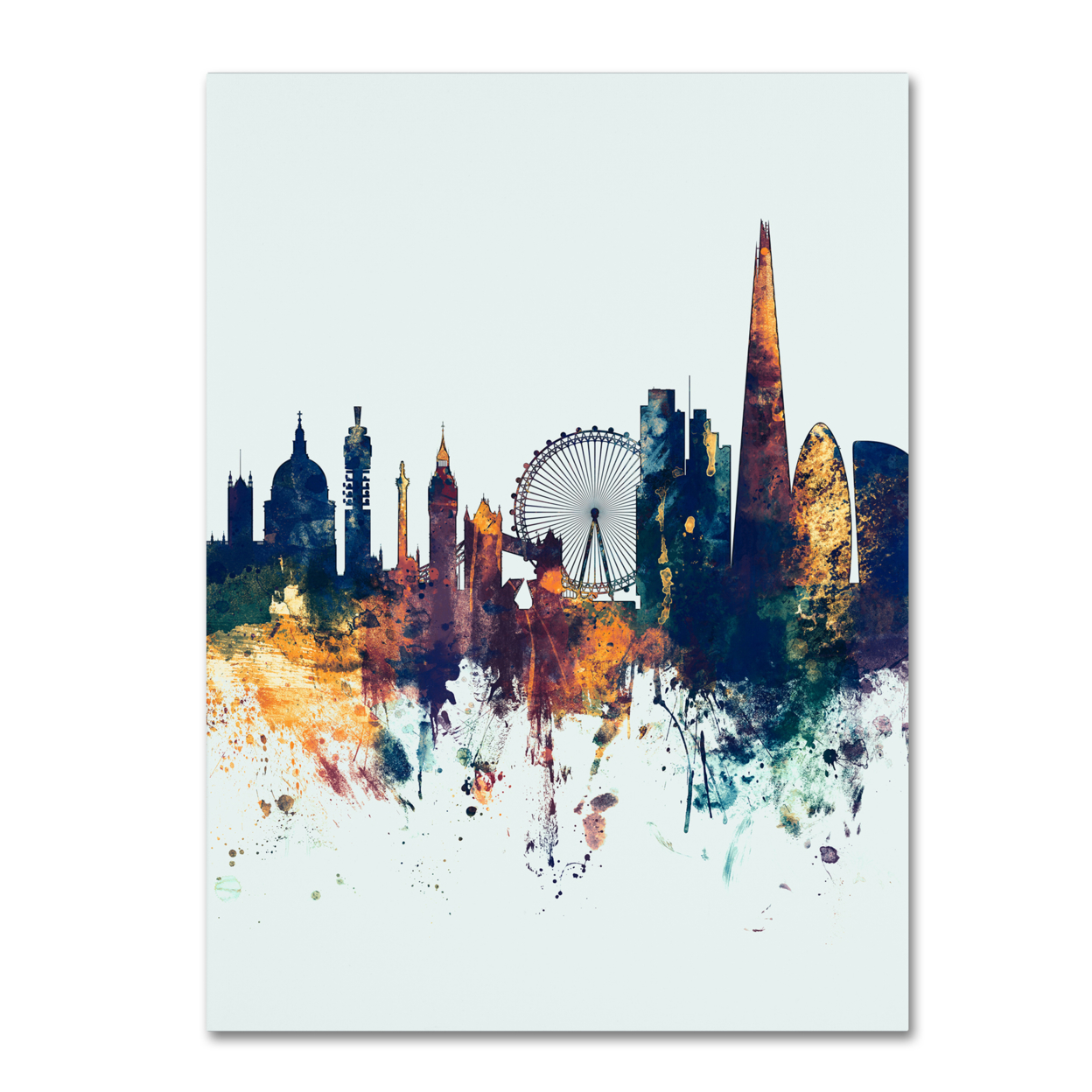 Michael Tompsett 'London Skyline Tall Blue' Canvas Wall Art 35 X 47 Inches
