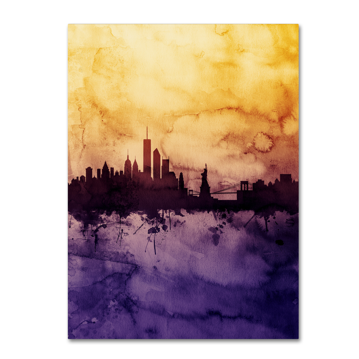 Michael Tompsett 'New York Skyline Tall Yellow' Canvas Wall Art 35 X 47 Inches