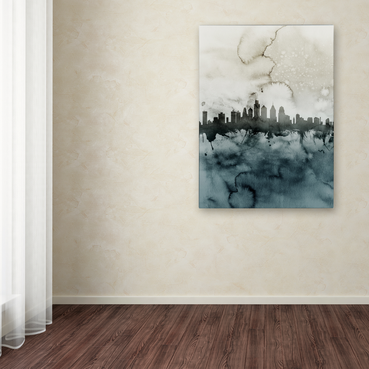 Michael Tompsett 'Philadelphia PA Skyline Tall 2' Canvas Wall Art 35 X 47 Inches