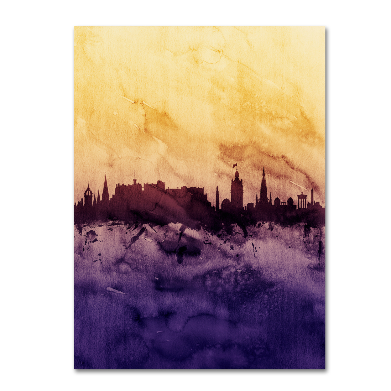 Michael Tompsett 'Edinburgh Skyline Tall Yellow' Canvas Wall Art 35 X 47 Inches