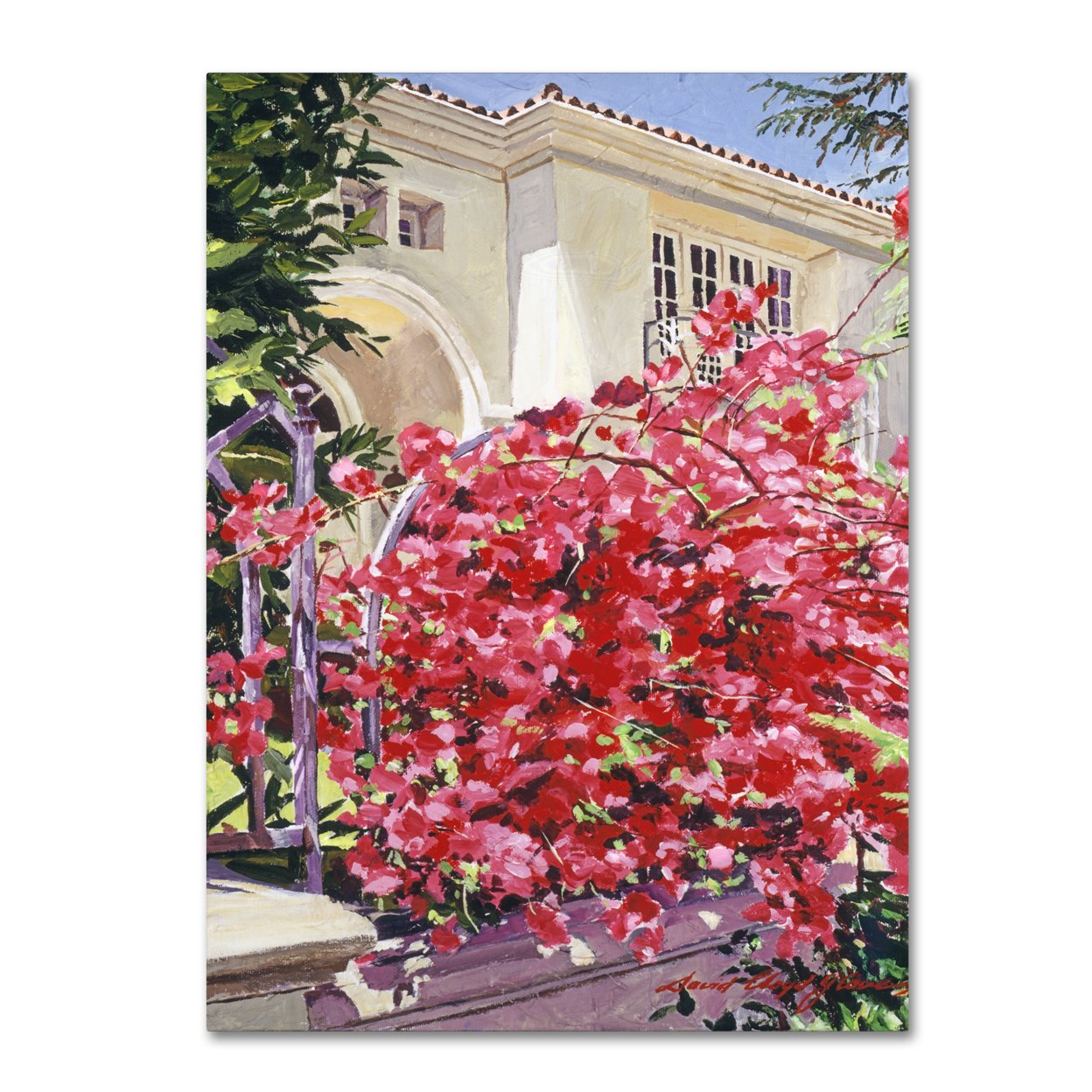 David Lloyd Glover 'Pink Bougainvillea Mansion' Canvas Wall Art 35 X 47 Inches