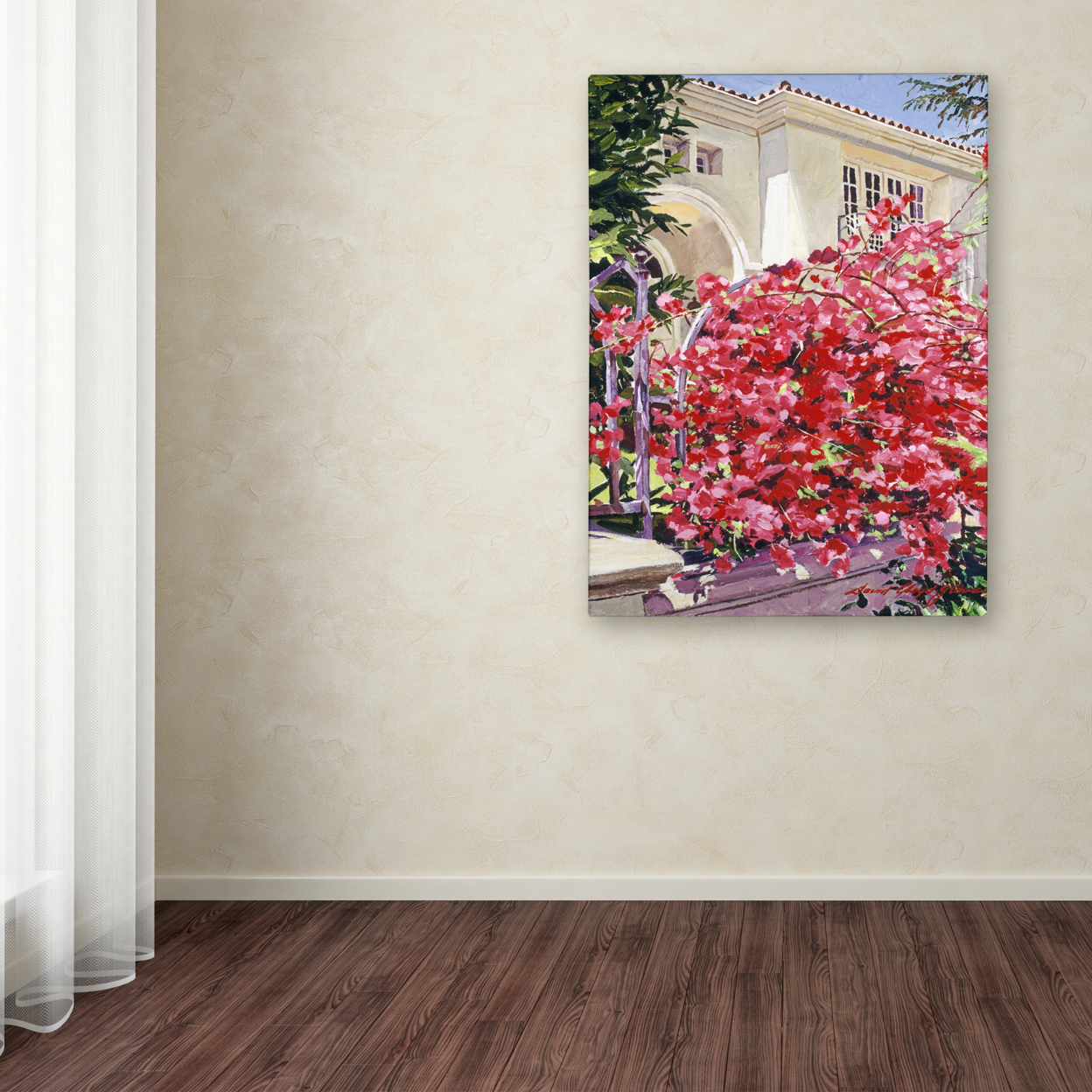 David Lloyd Glover 'Pink Bougainvillea Mansion' Canvas Wall Art 35 X 47 Inches
