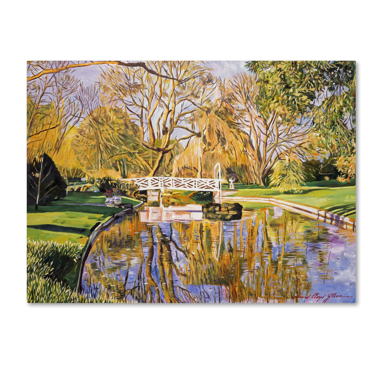 David Lloyd Glover 'Reflections Of The White Bridge' Canvas Wall Art 35 X 47 Inches