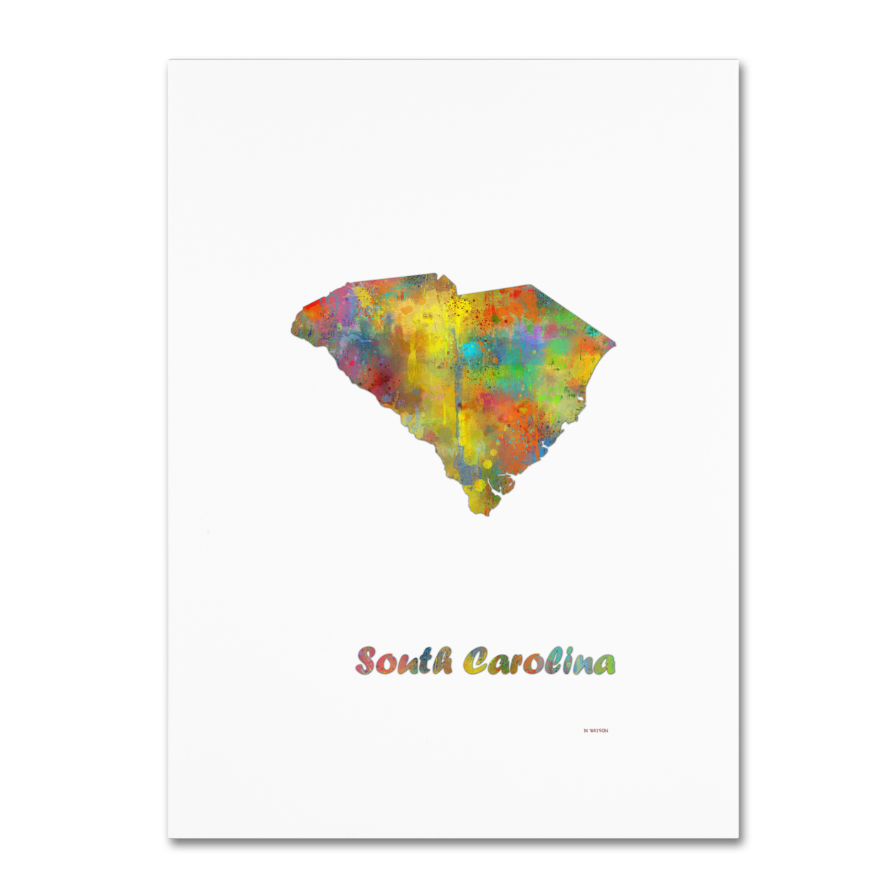 Marlene Watson 'South Carolina State Map-1' Canvas Wall Art 35 X 47 Inches