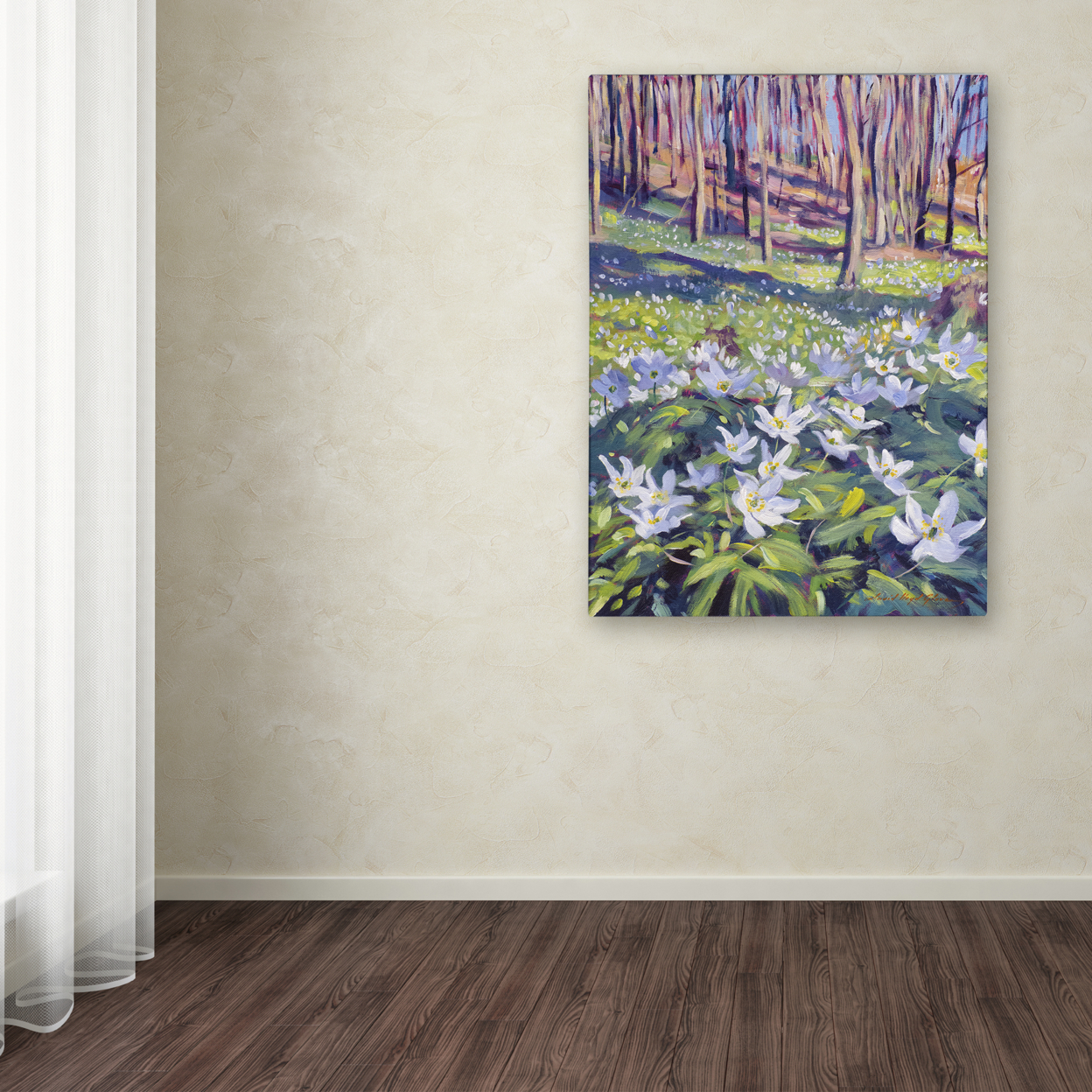 David Lloyd Glover 'Anemones In The Meadow' Canvas Wall Art 35 X 47 Inches