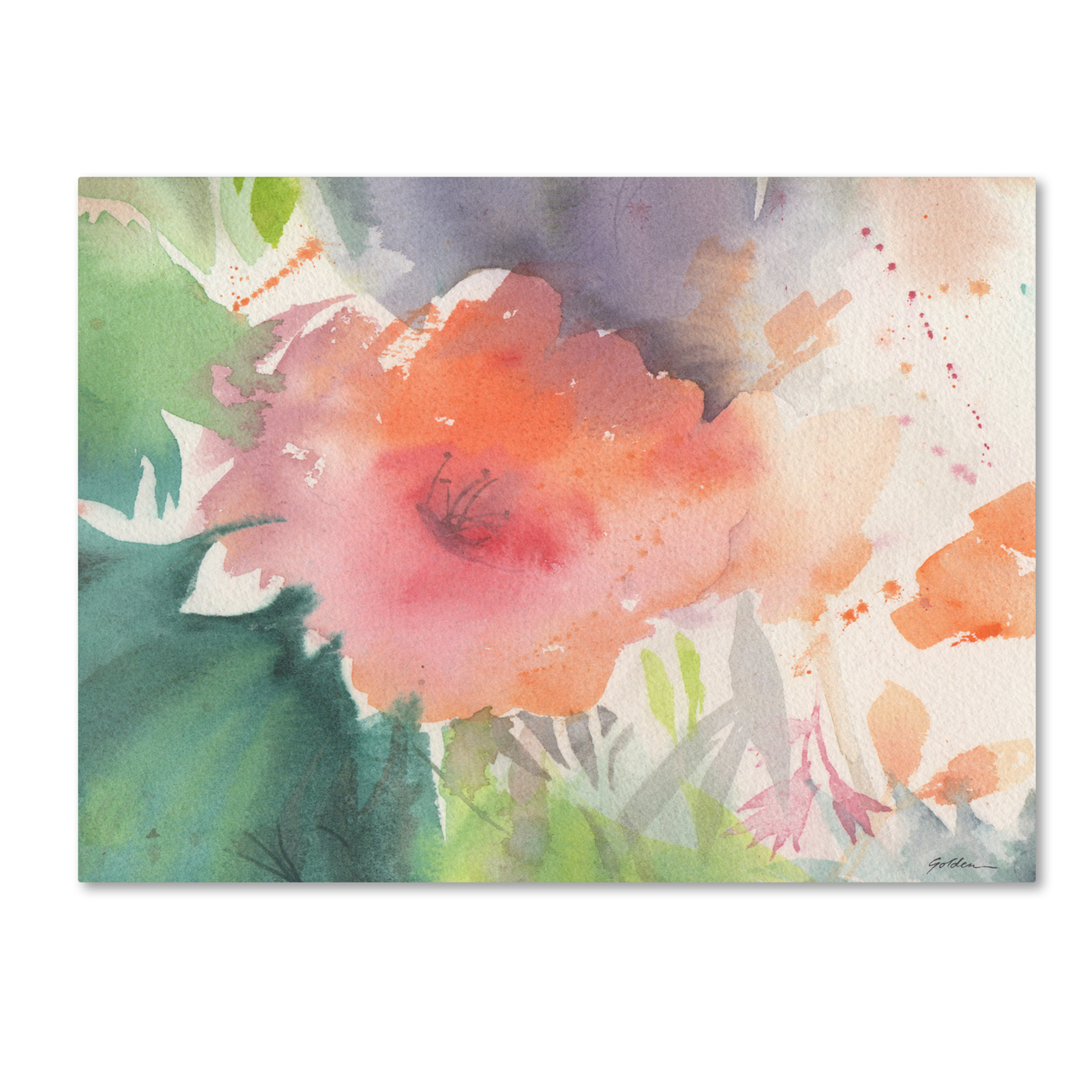 Sheila Golden 'Coral Blossom' Canvas Wall Art 35 X 47 Inches