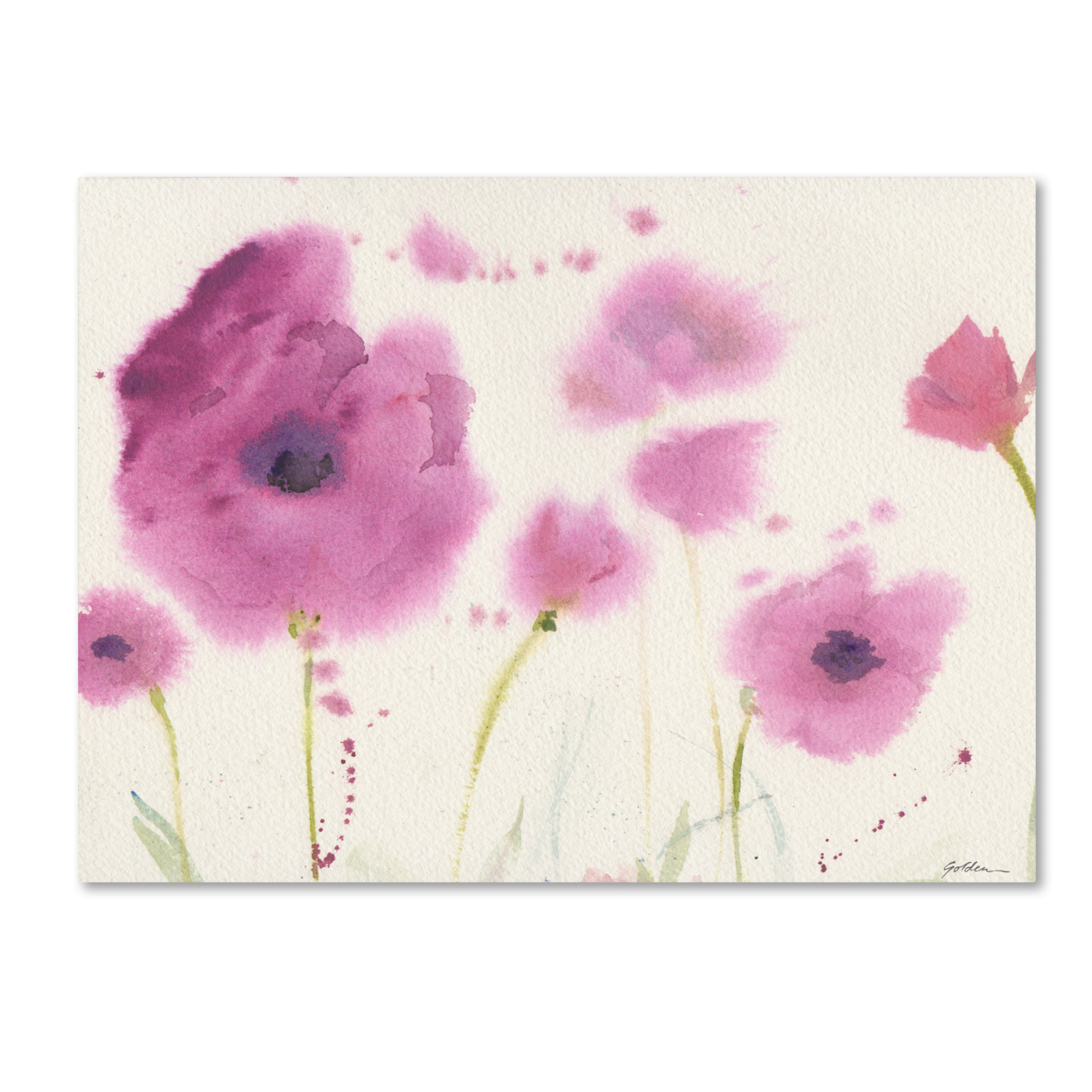Sheila Golden 'Purple Poppies' Canvas Wall Art 35 X 47 Inches