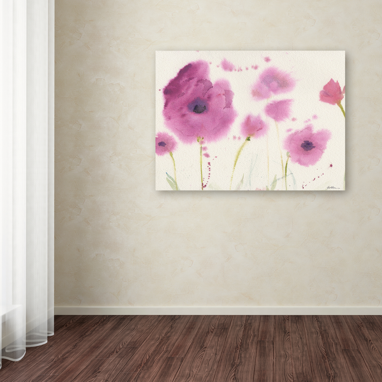 Sheila Golden 'Purple Poppies' Canvas Wall Art 35 X 47 Inches