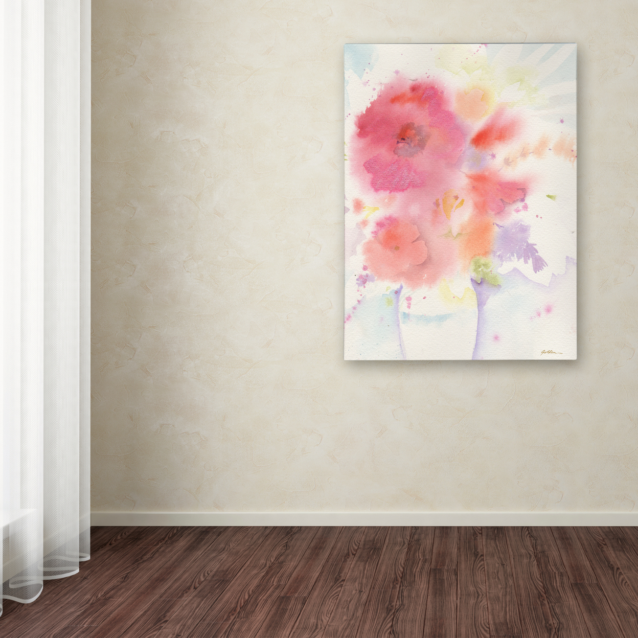Sheila Golden 'The White Vase' Canvas Wall Art 35 X 47 Inches