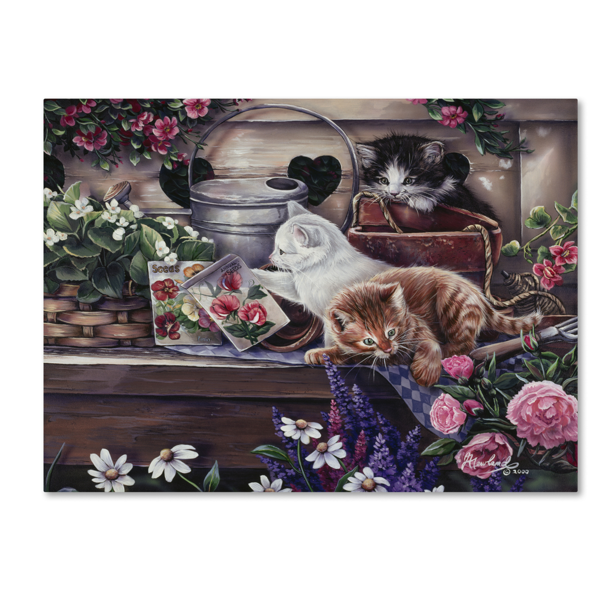Jenny Newland 'Playful Kittens' Canvas Wall Art 35 X 47 Inches