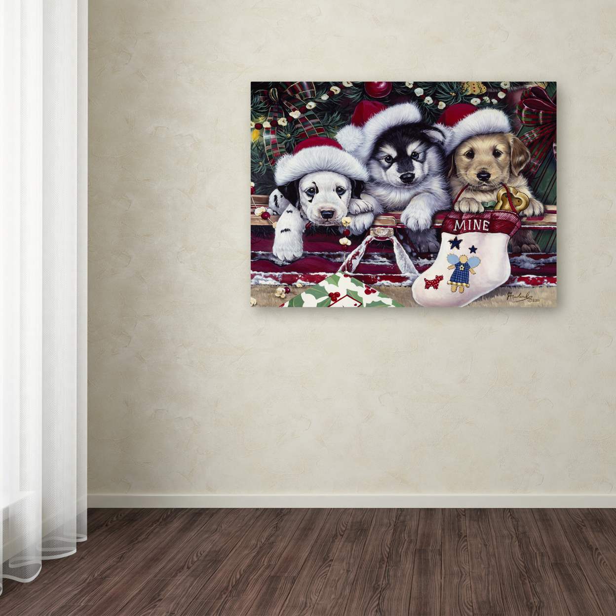 Jenny Newland 'A Tail Wagging Christmas' Canvas Wall Art 35 X 47 Inches