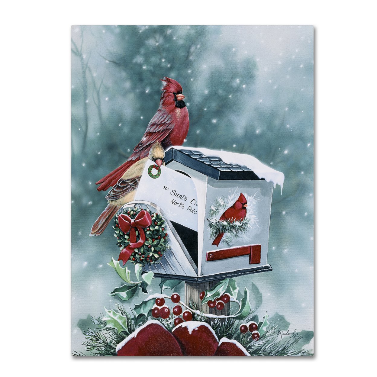 Jenny Newland 'Christmas Cardinals' Canvas Wall Art 35 X 47 Inches