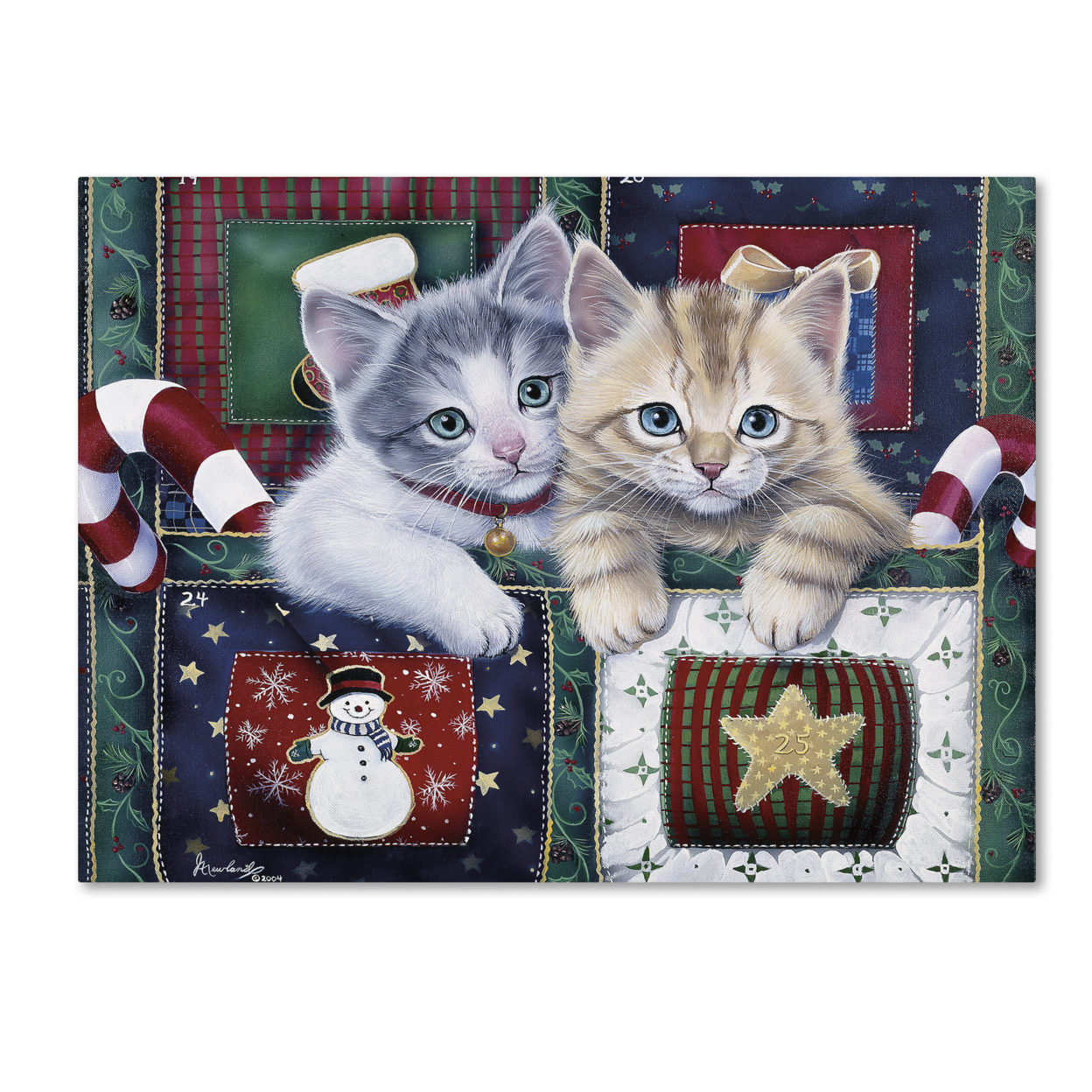 Jenny Newland 'Christmas Calendar Kittens' Canvas Wall Art 35 X 47 Inches