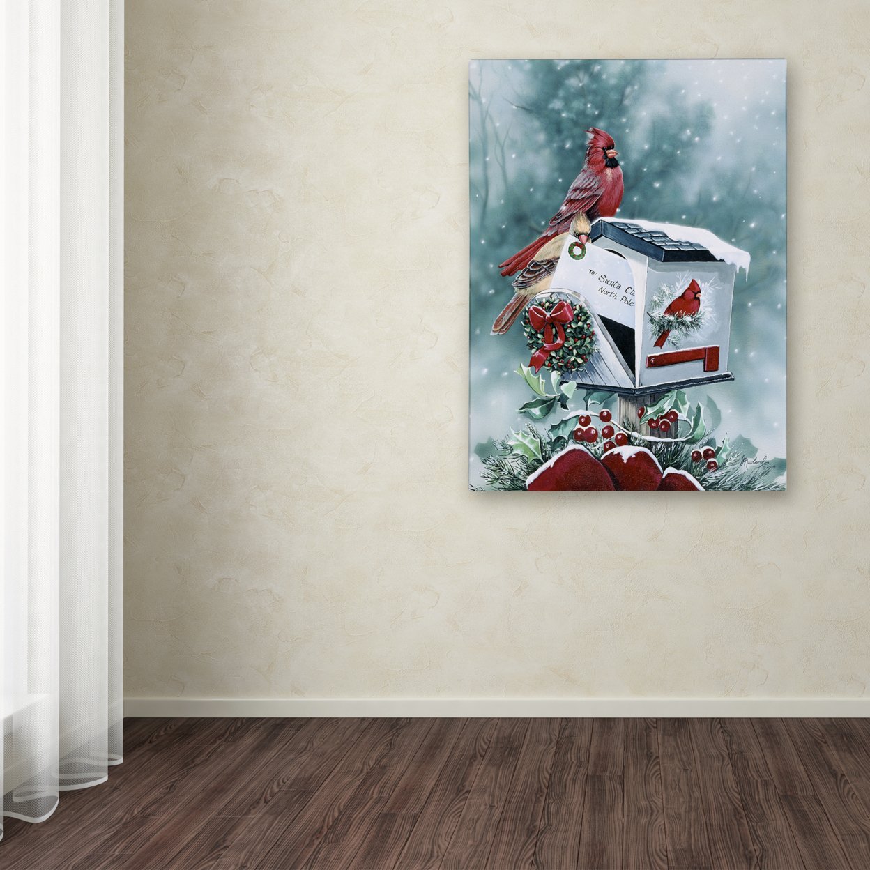 Jenny Newland 'Christmas Cardinals' Canvas Wall Art 35 X 47 Inches