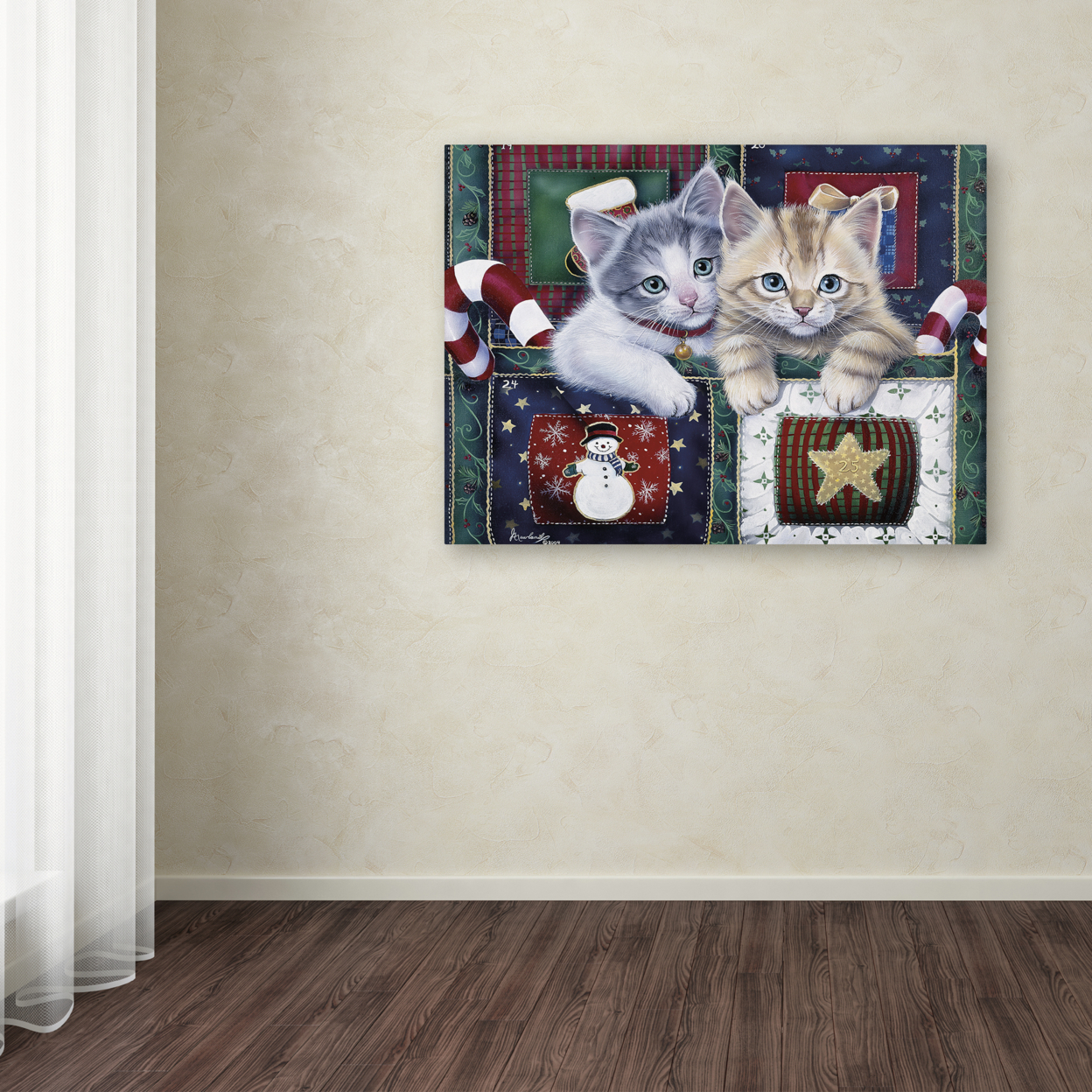 Jenny Newland 'Christmas Calendar Kittens' Canvas Wall Art 35 X 47 Inches