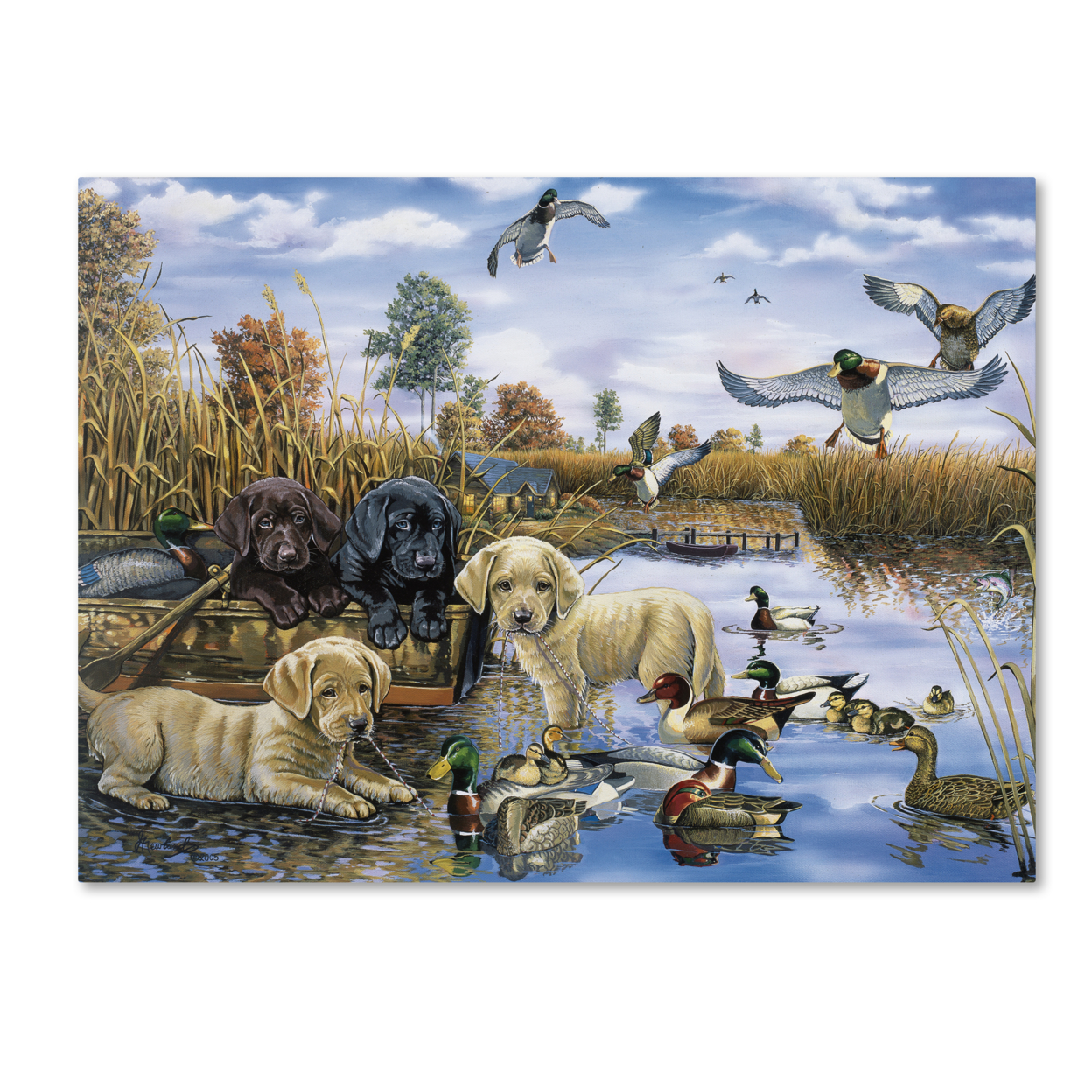 Jenny Newland 'A Playful Tail Waggin' Day' Canvas Wall Art 35 X 47 Inches