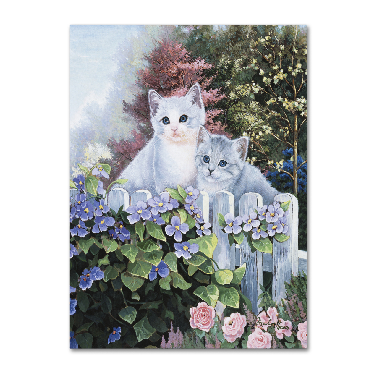 Jenny Newland 'Kittens In The Master's Garden ' Canvas Wall Art 35 X 47 Inches