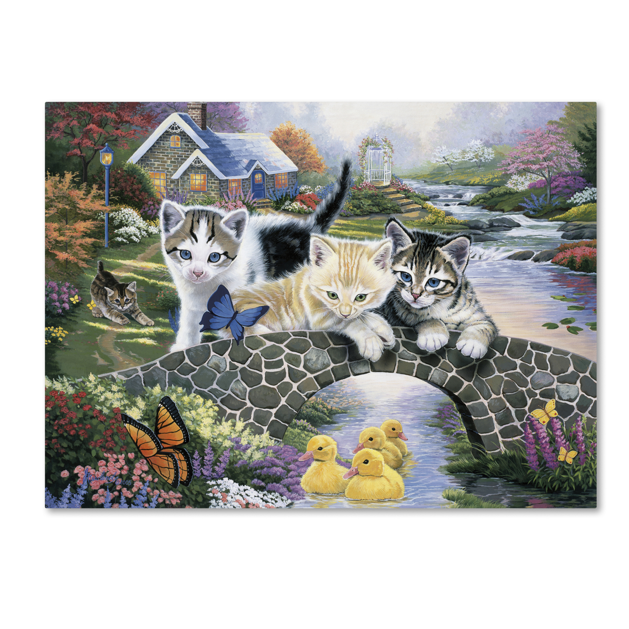 Jenny Newland 'A Purrfect Day' Canvas Wall Art 35 X 47 Inches
