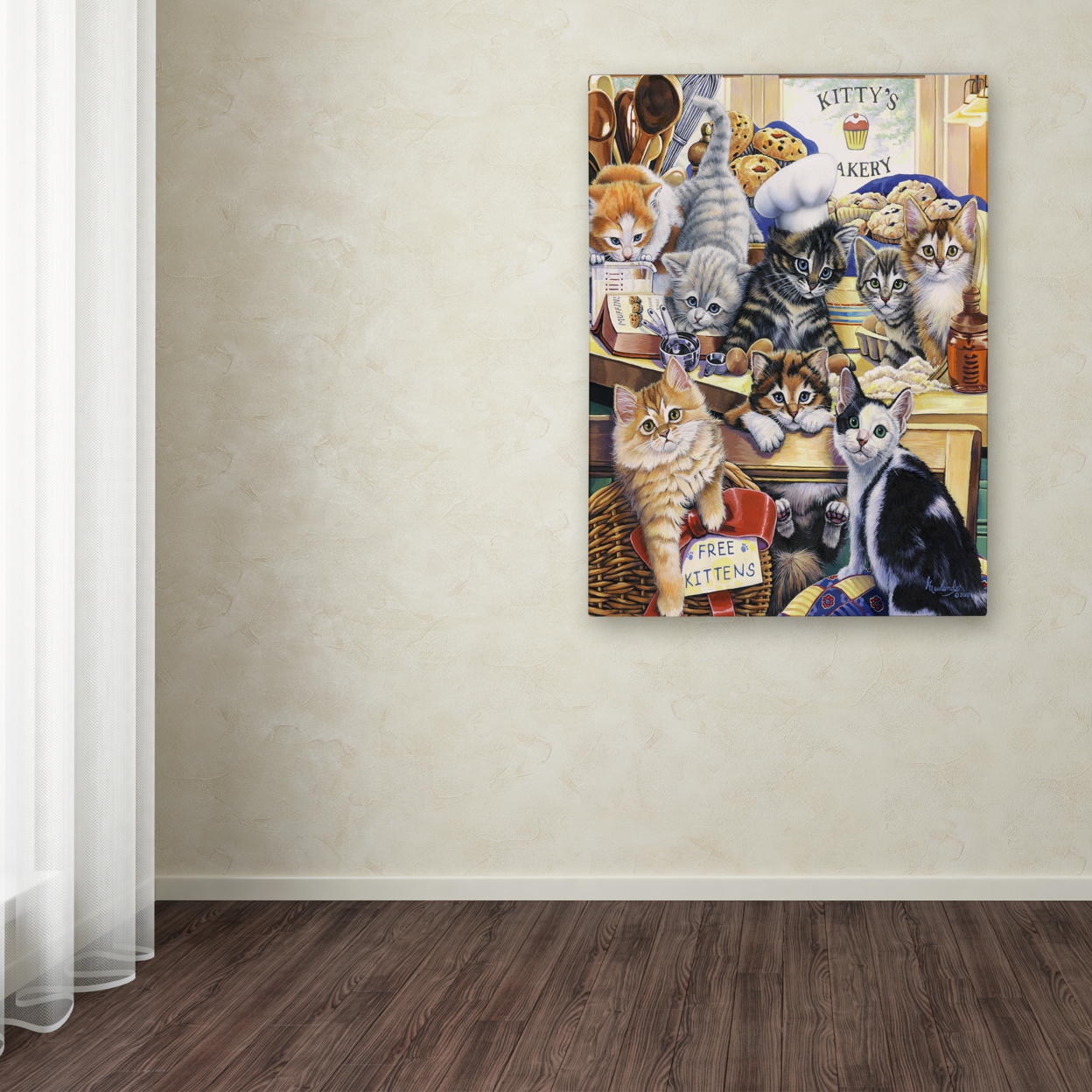 Jenny Newland 'Kitty Bakery' Canvas Wall Art 35 X 47 Inches
