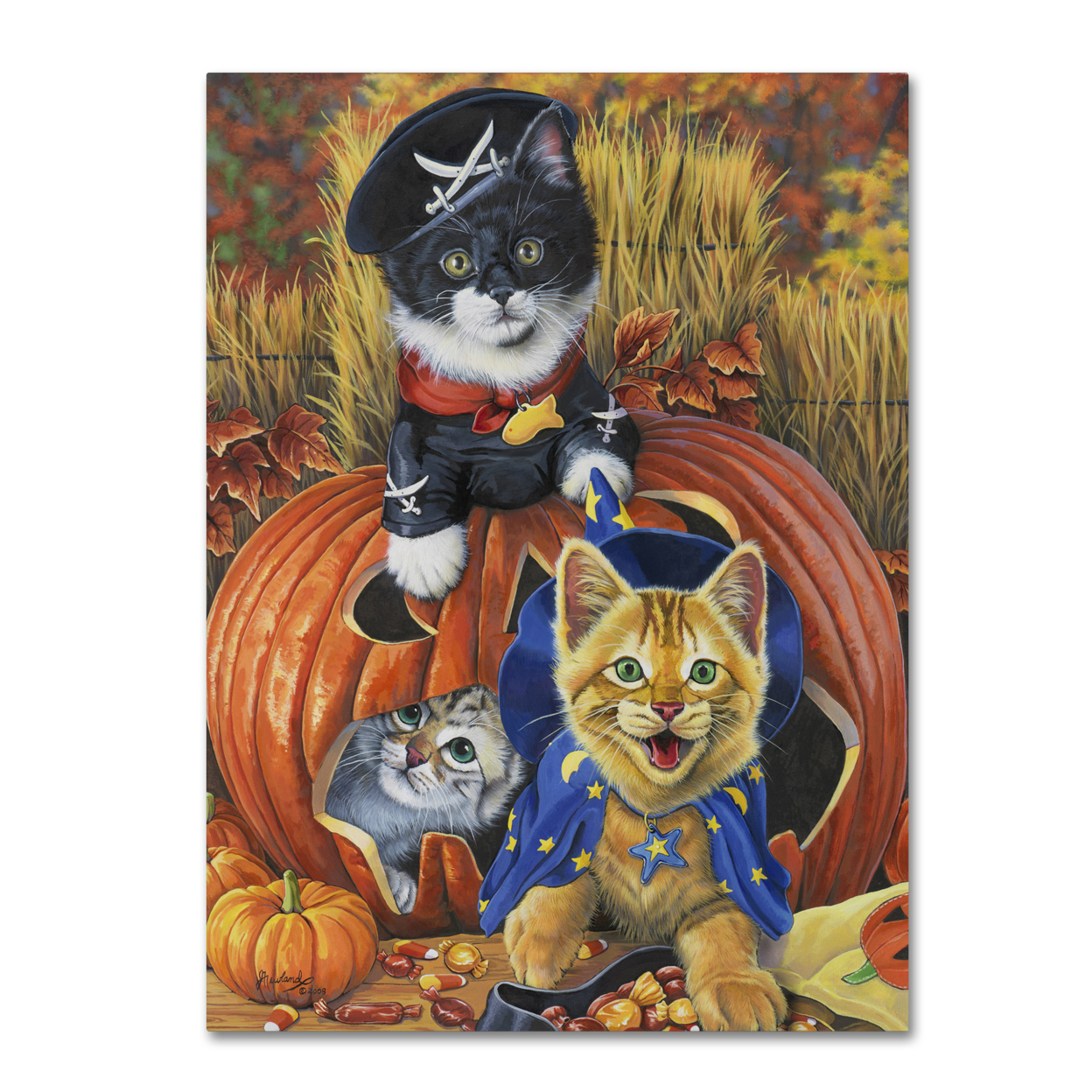 Jenny Newland 'Halloween Kittens' Canvas Wall Art 35 X 47 Inches