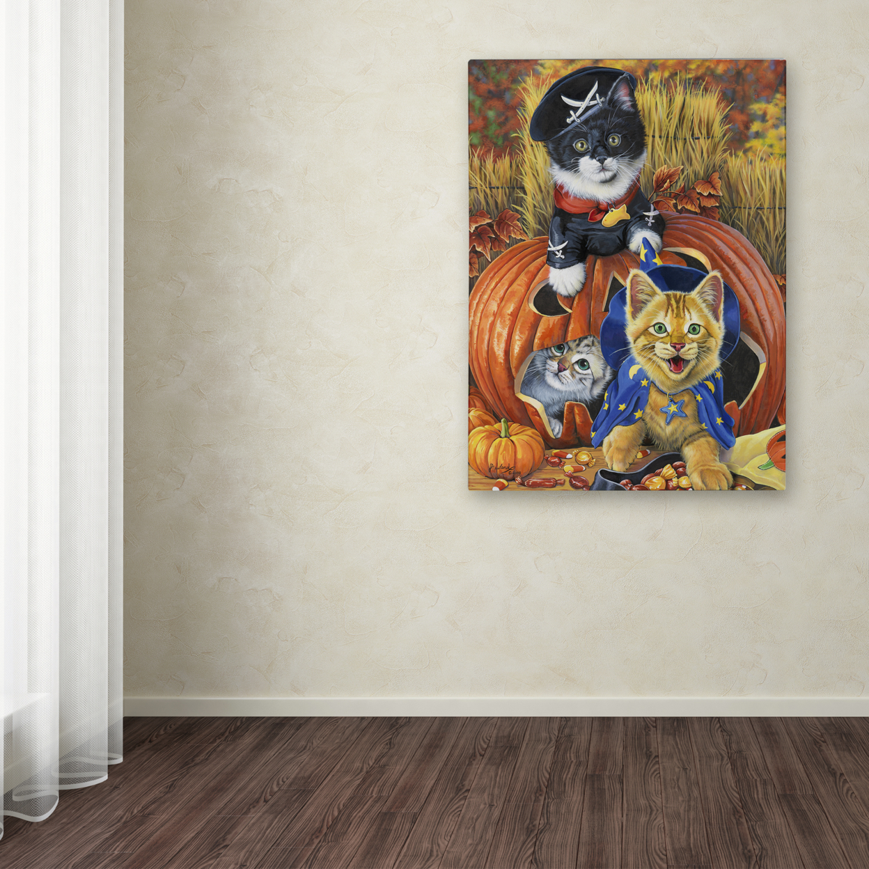 Jenny Newland 'Halloween Kittens' Canvas Wall Art 35 X 47 Inches