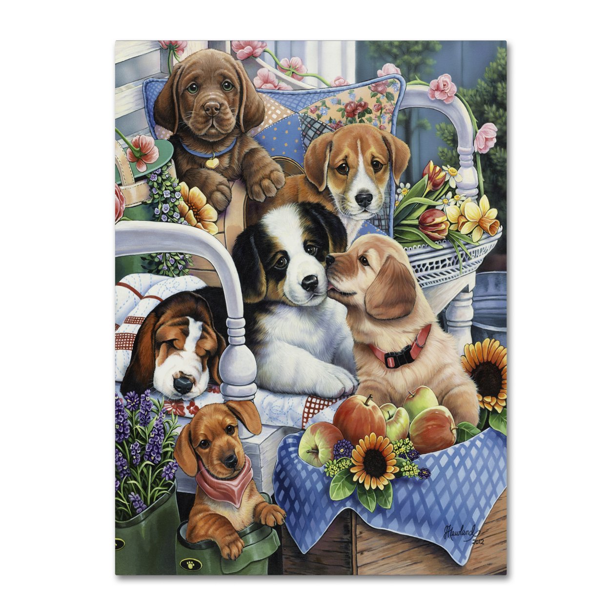 Jenny Newland 'Country Pups' Canvas Wall Art 35 X 47 Inches