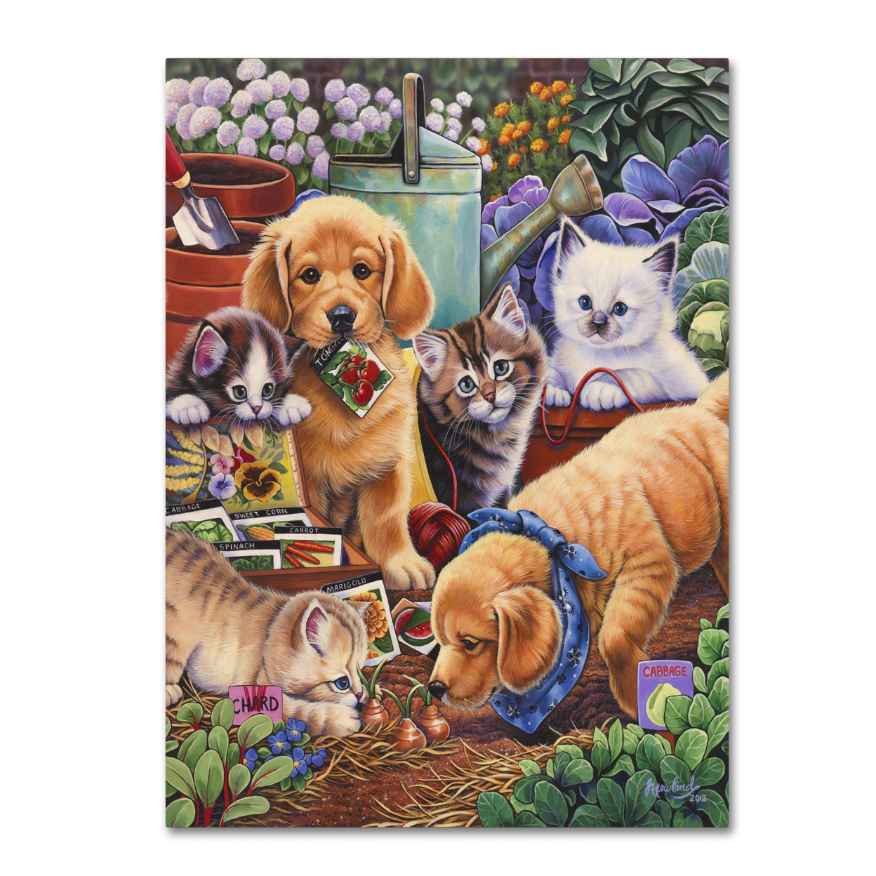 Jenny Newland 'Helpful Garden Paws' Canvas Wall Art 35 X 47 Inches