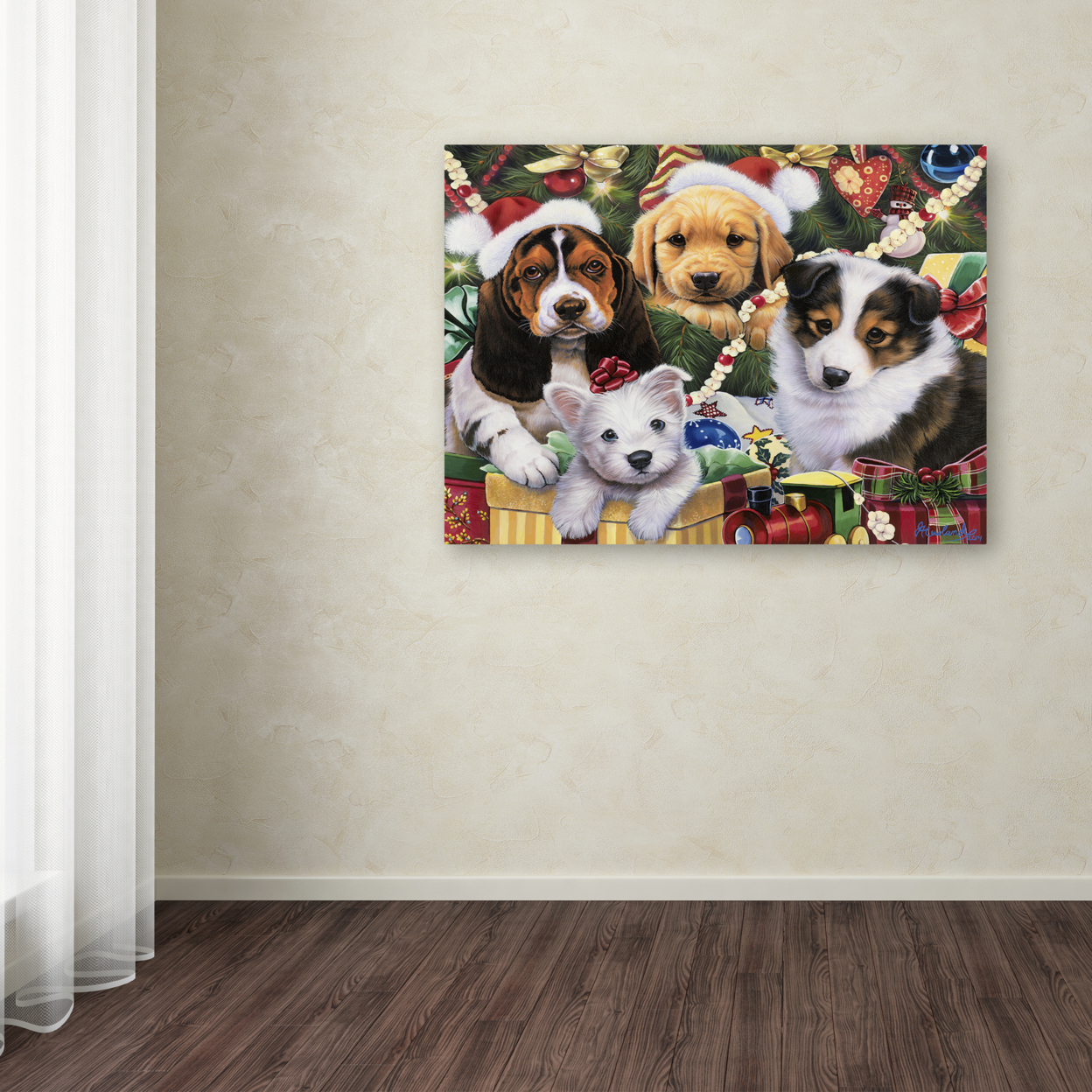 Jenny Newland 'Puppy Surprise' Canvas Wall Art 35 X 47 Inches