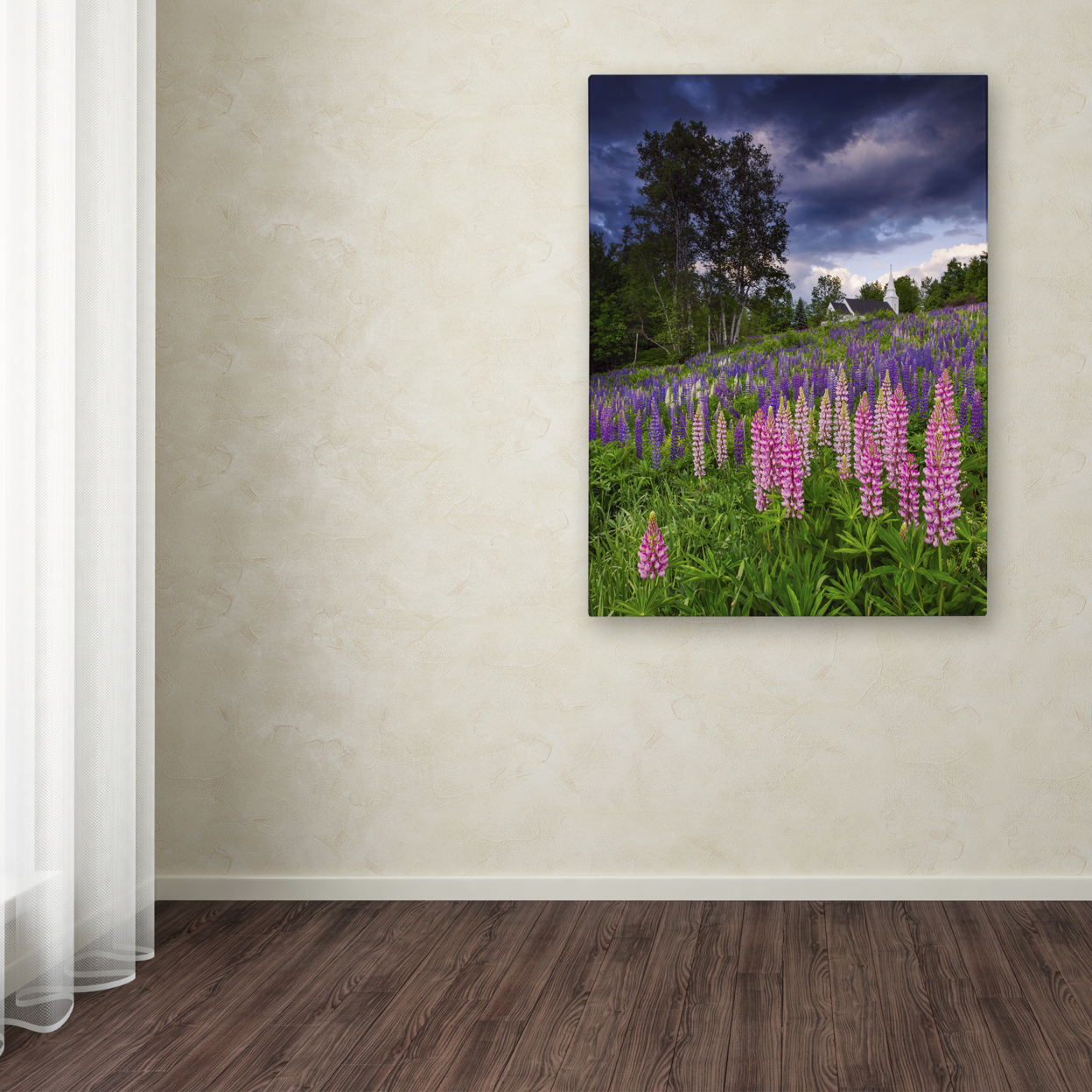 Michael Blanchette Photography 'Lupines On The Hill' Canvas Wall Art 35 X 47 Inches