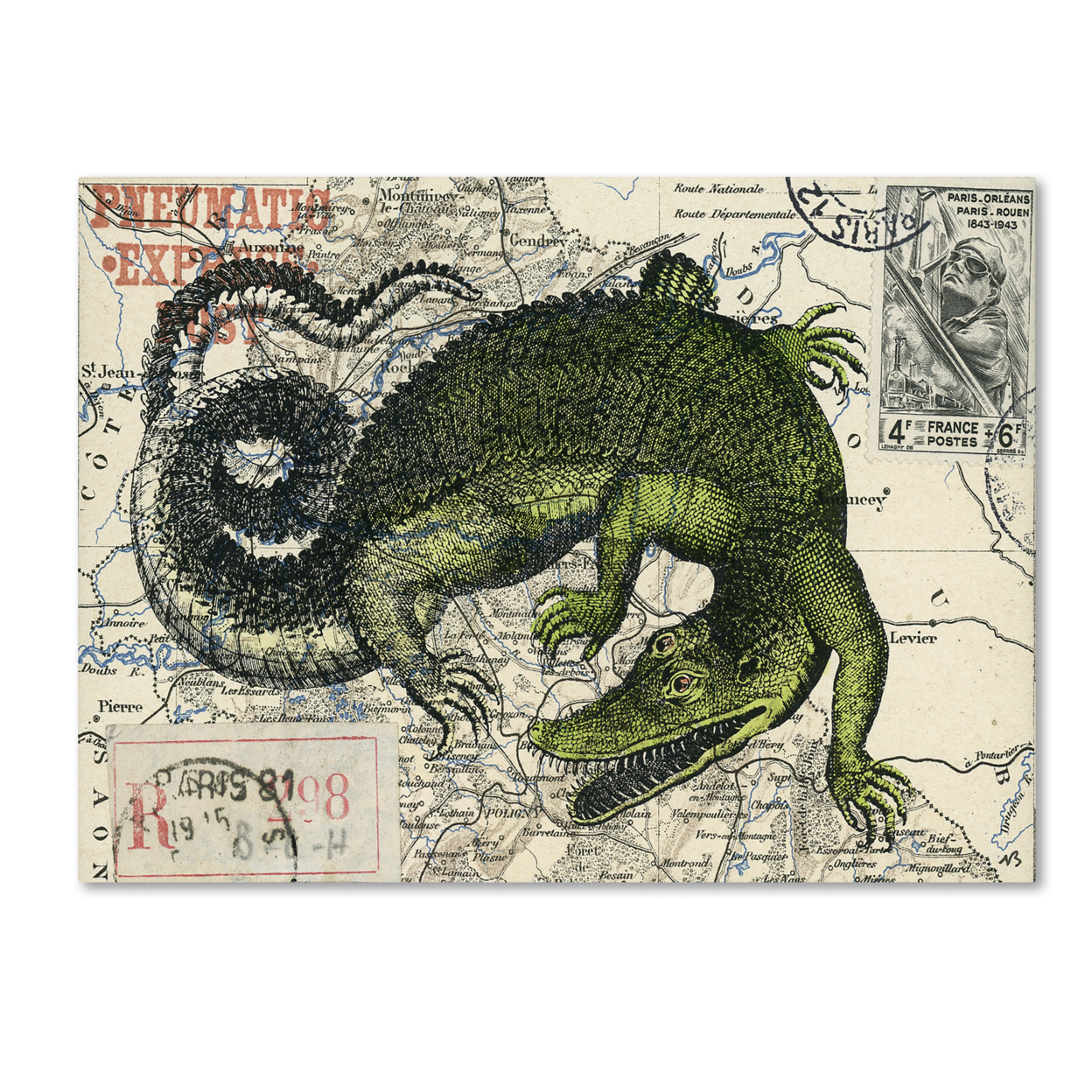 Nick Bantock 'Croc Map' Canvas Wall Art 35 X 47 Inches