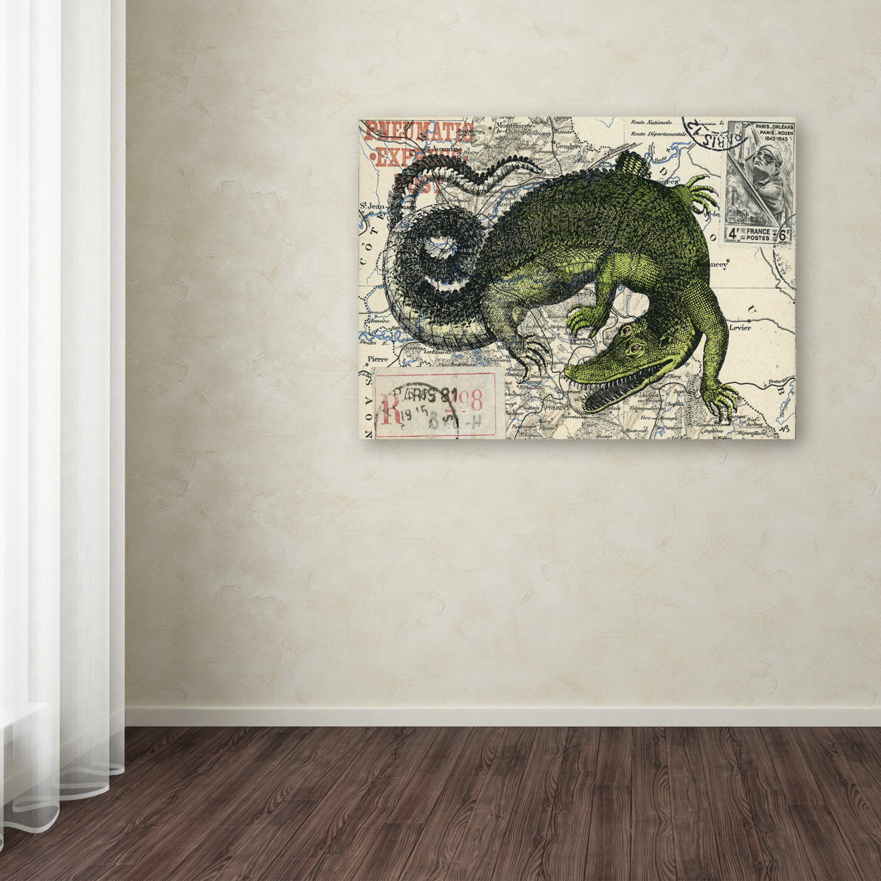 Nick Bantock 'Croc Map' Canvas Wall Art 35 X 47 Inches