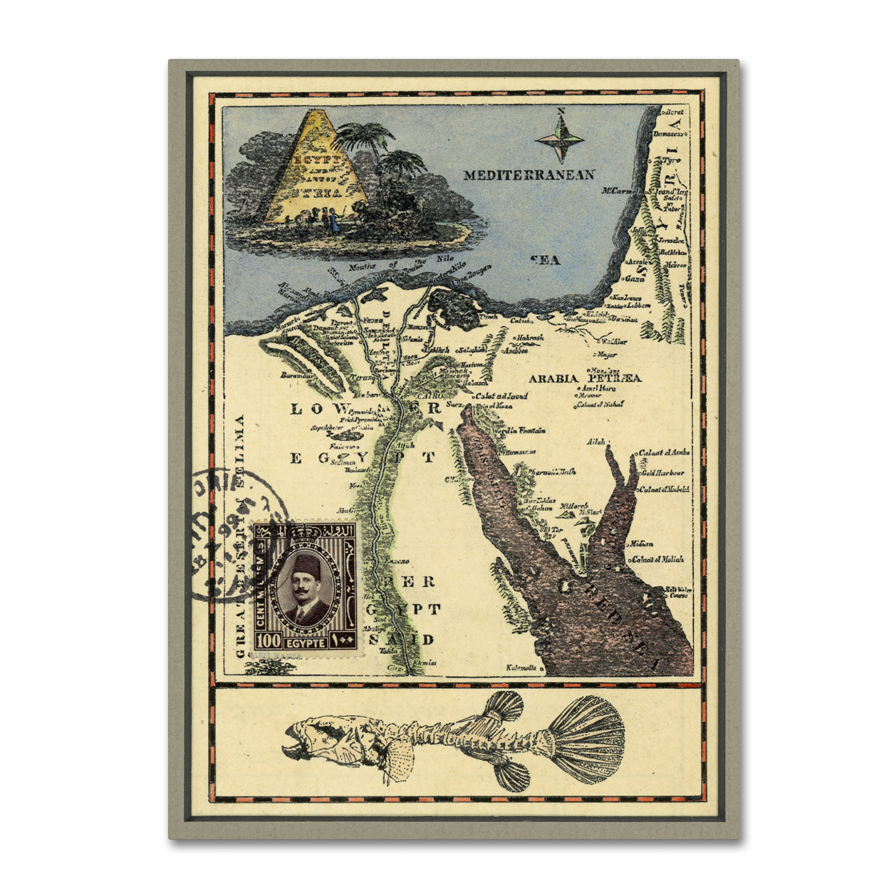 Nick Bantock 'Egypt Map' Canvas Wall Art 35 X 47 Inches