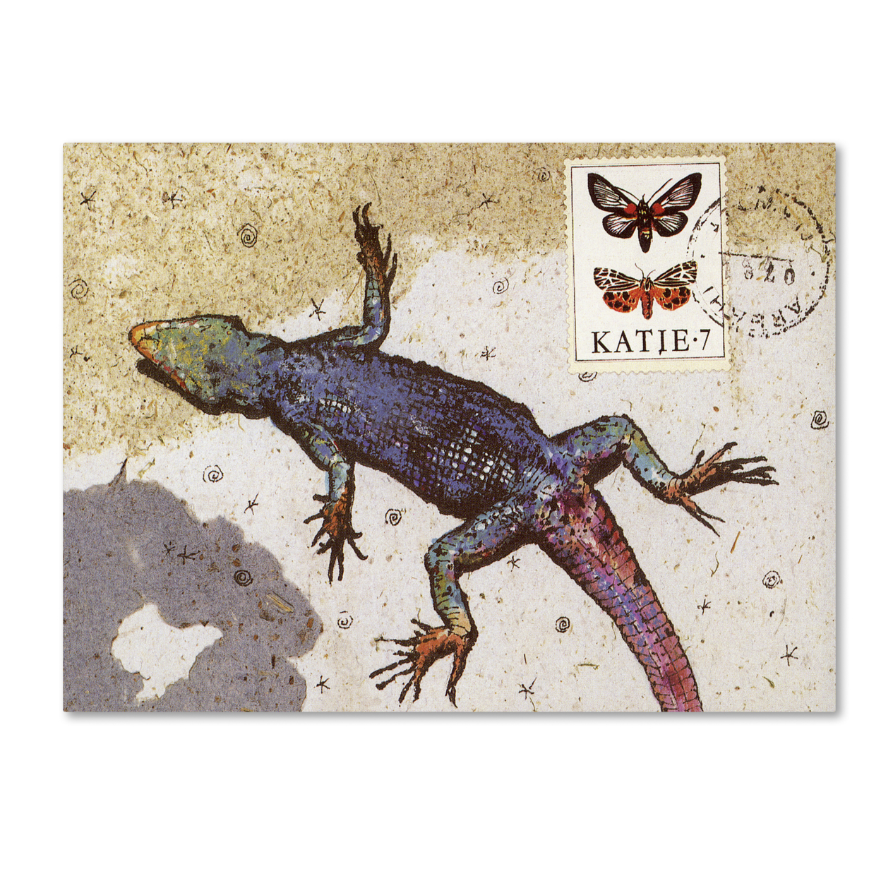 Nick Bantock 'Rainbow Lizard' Canvas Wall Art 35 X 47 Inches